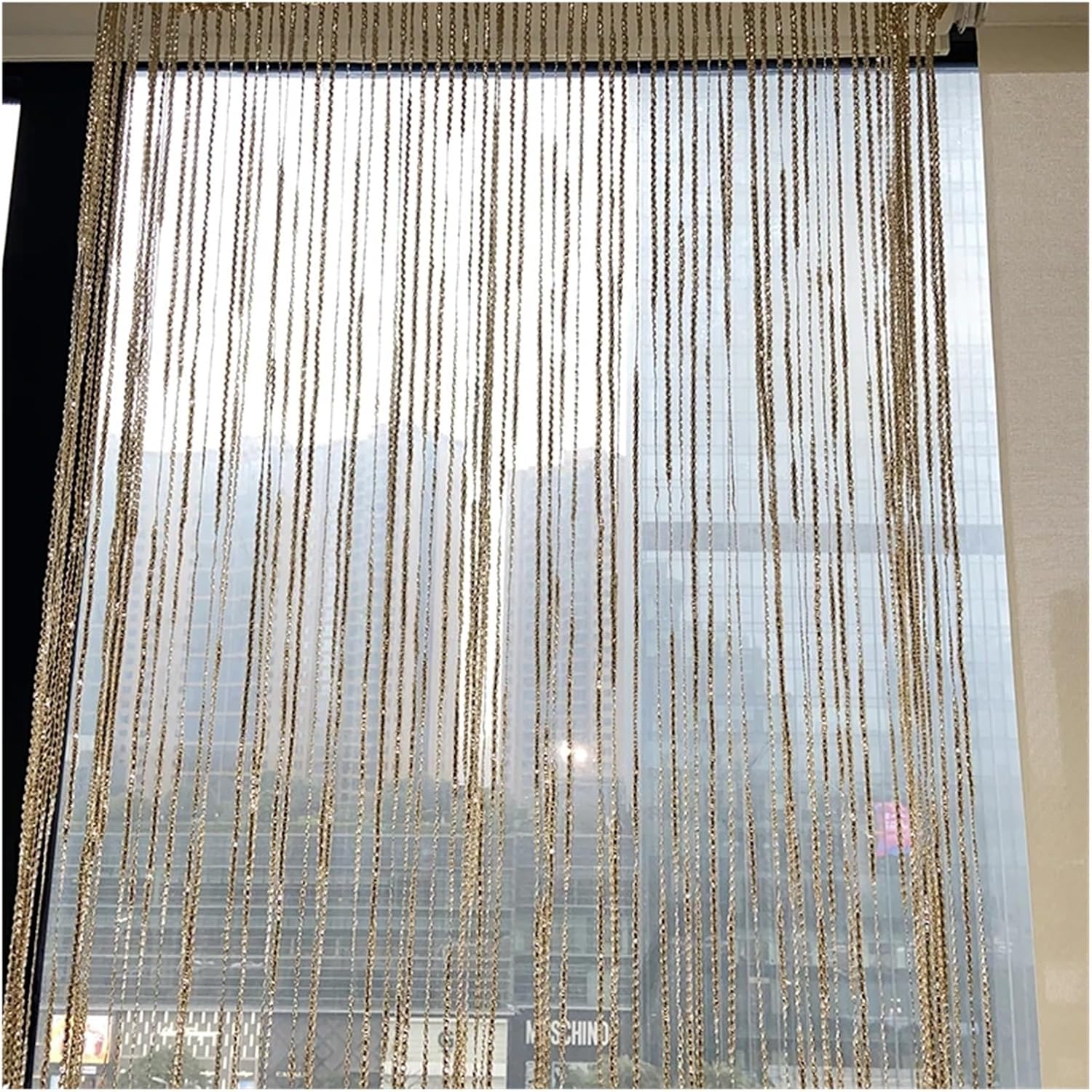 Deep Blue Shimmer Tassel String Curtain for Room Divider