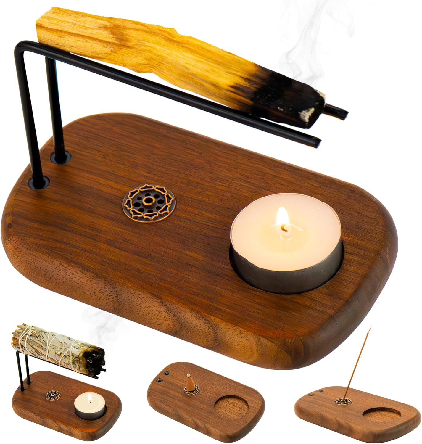 4 in 1 Walnut Wood Palo Santo Holder with Booklet