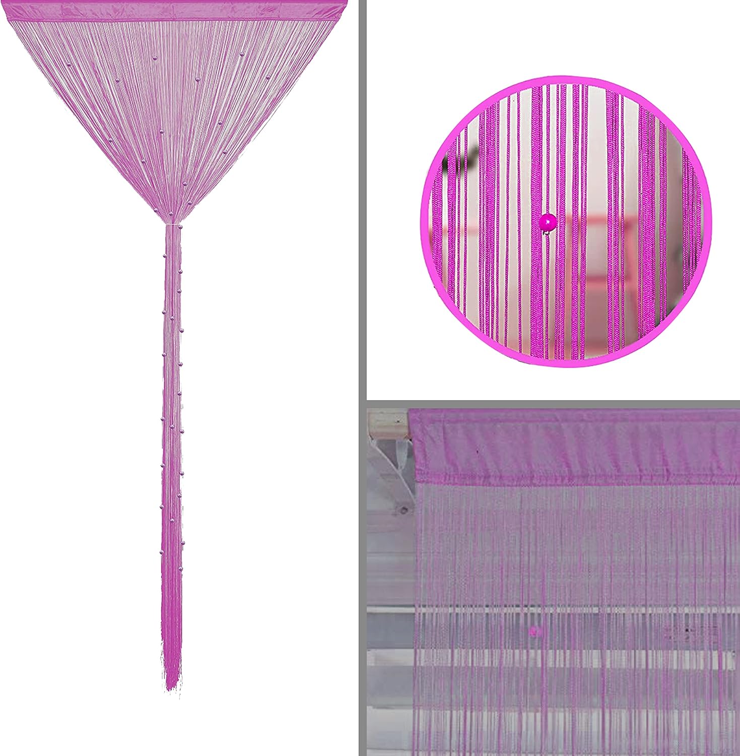 Beaded Curtain Door Decor with Rose Design