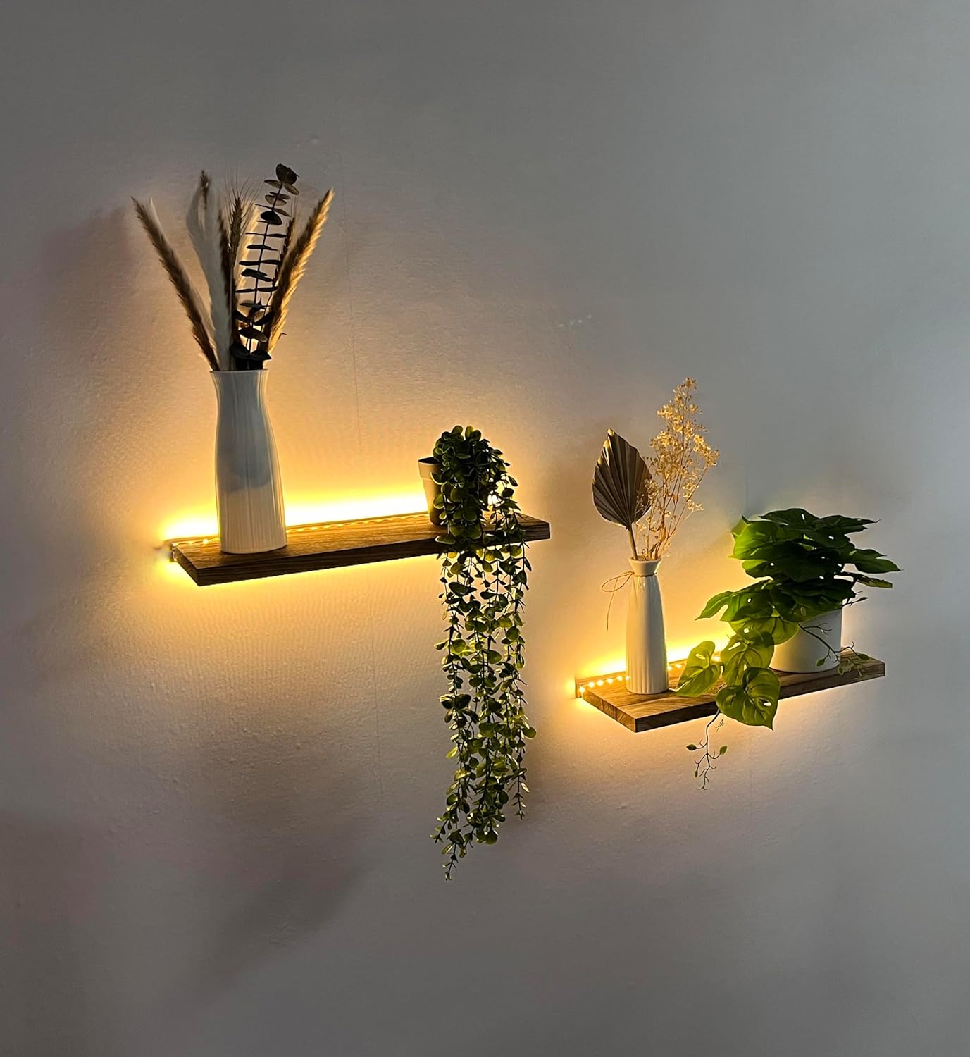 Comtelek Floating Shelves with LED Lights Set of 2