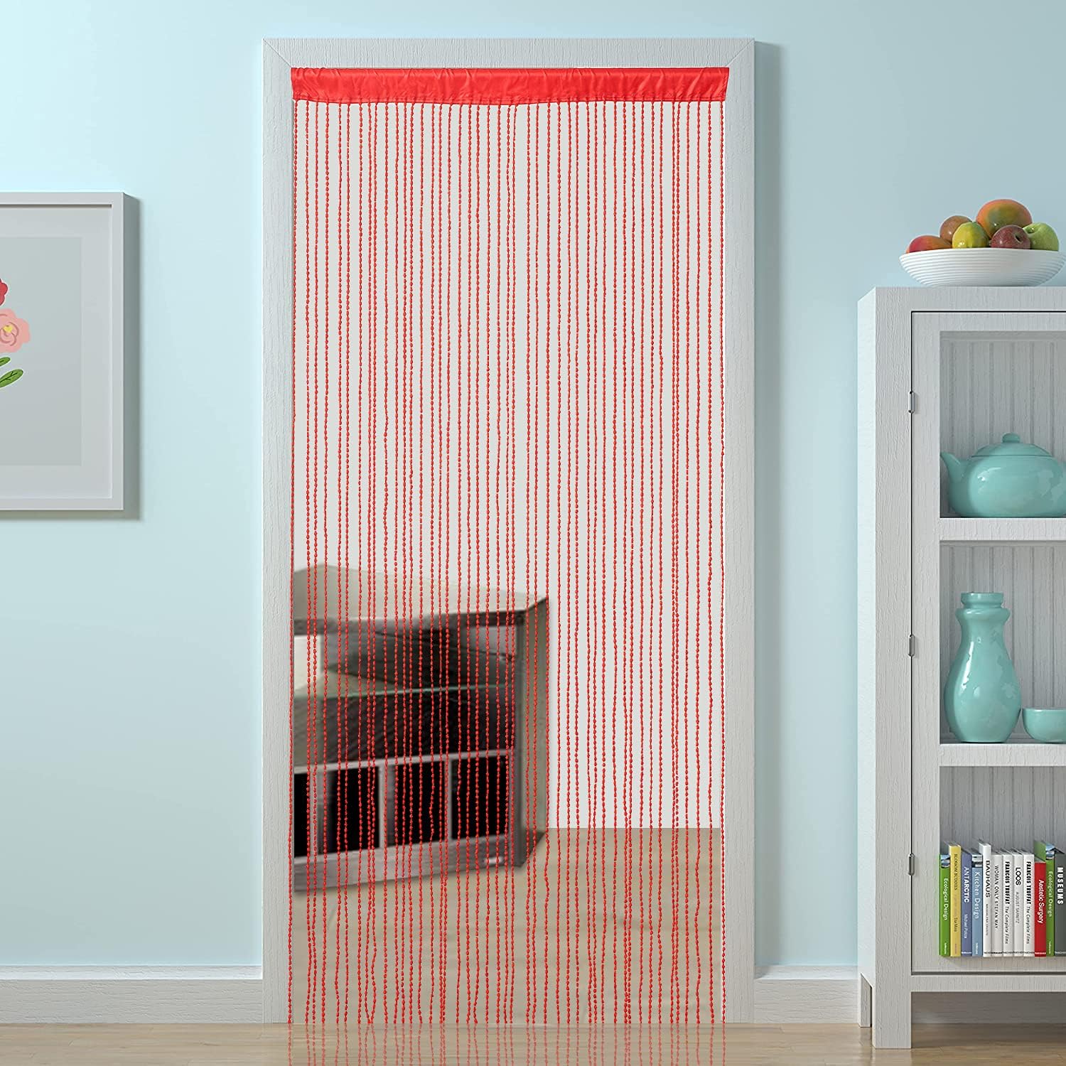 Red Spaghetti String Curtain Panel 100x220cm Doorway Privacy Decor
