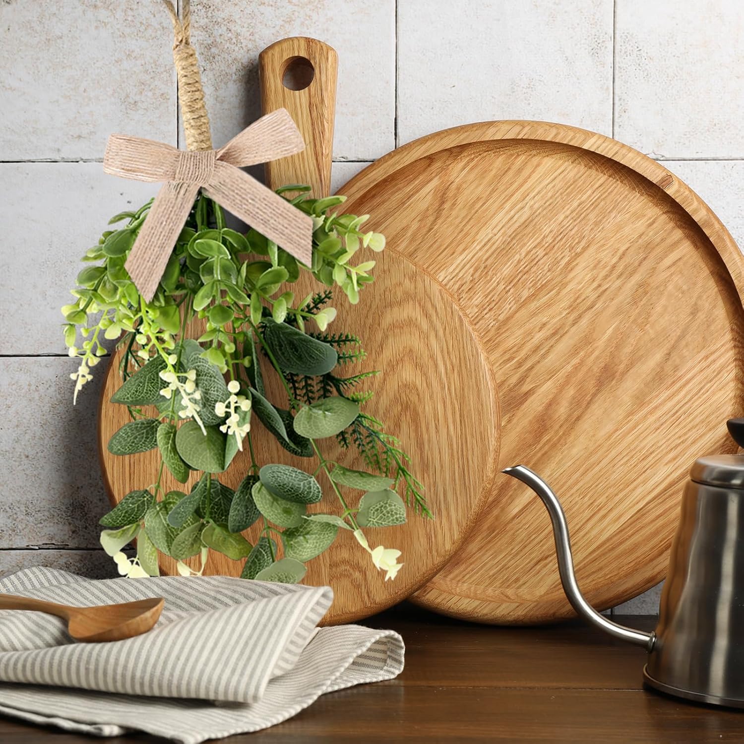 17 Inch Eucalyptus Wreaths 2 PCS Farmhouse Door Decor