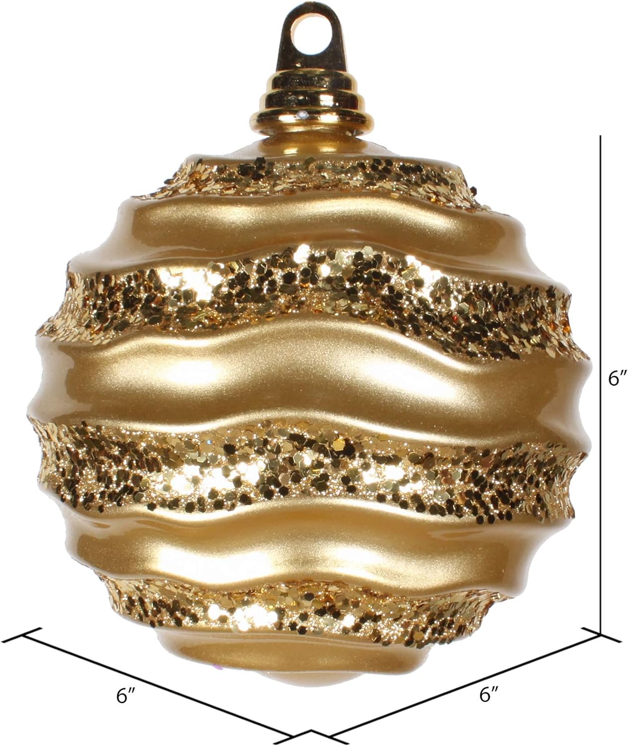 Vickerman 6 Inch Gold Stripe Candy Finish Ornament