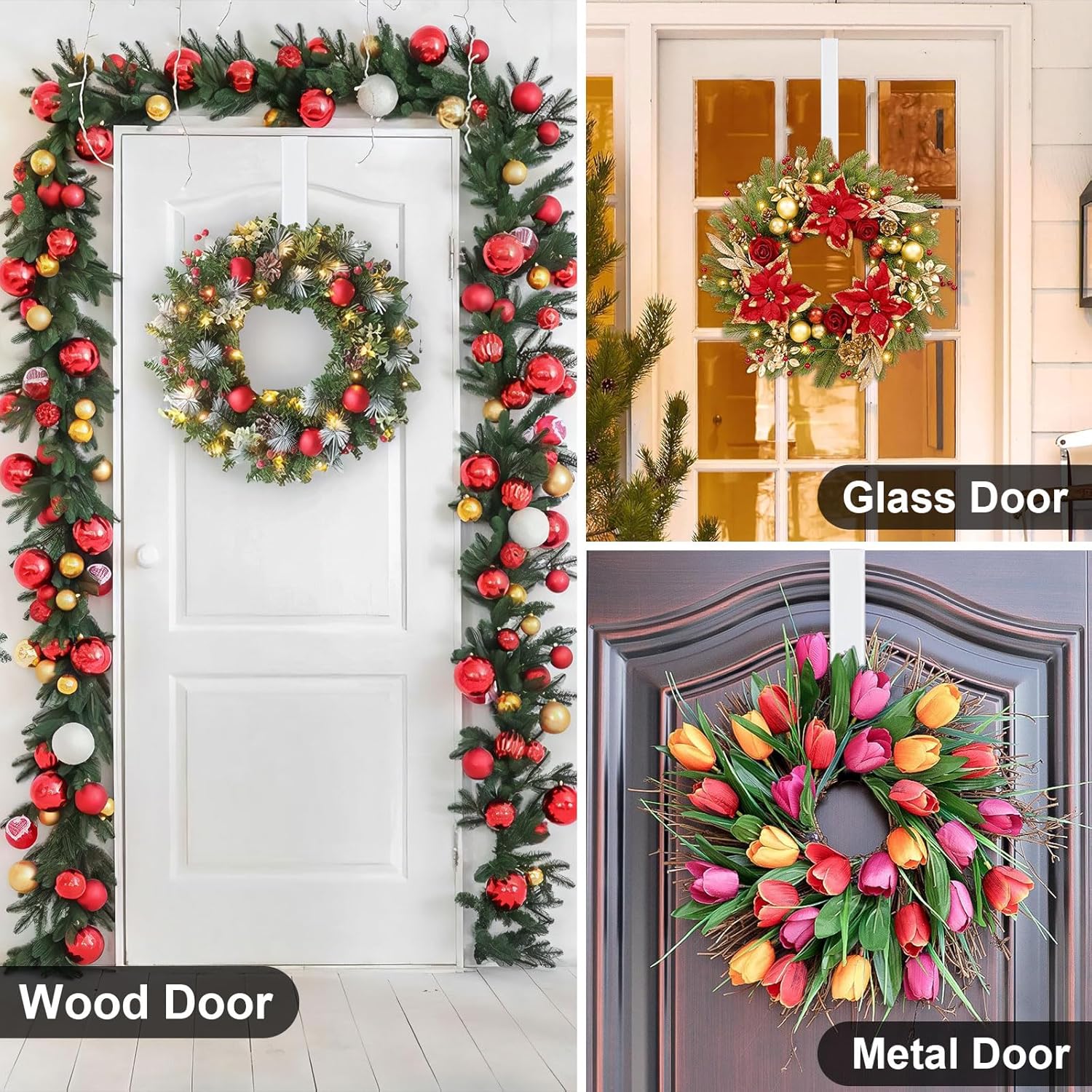Adjustable Wreath Hanger for Front Door 20 lbs