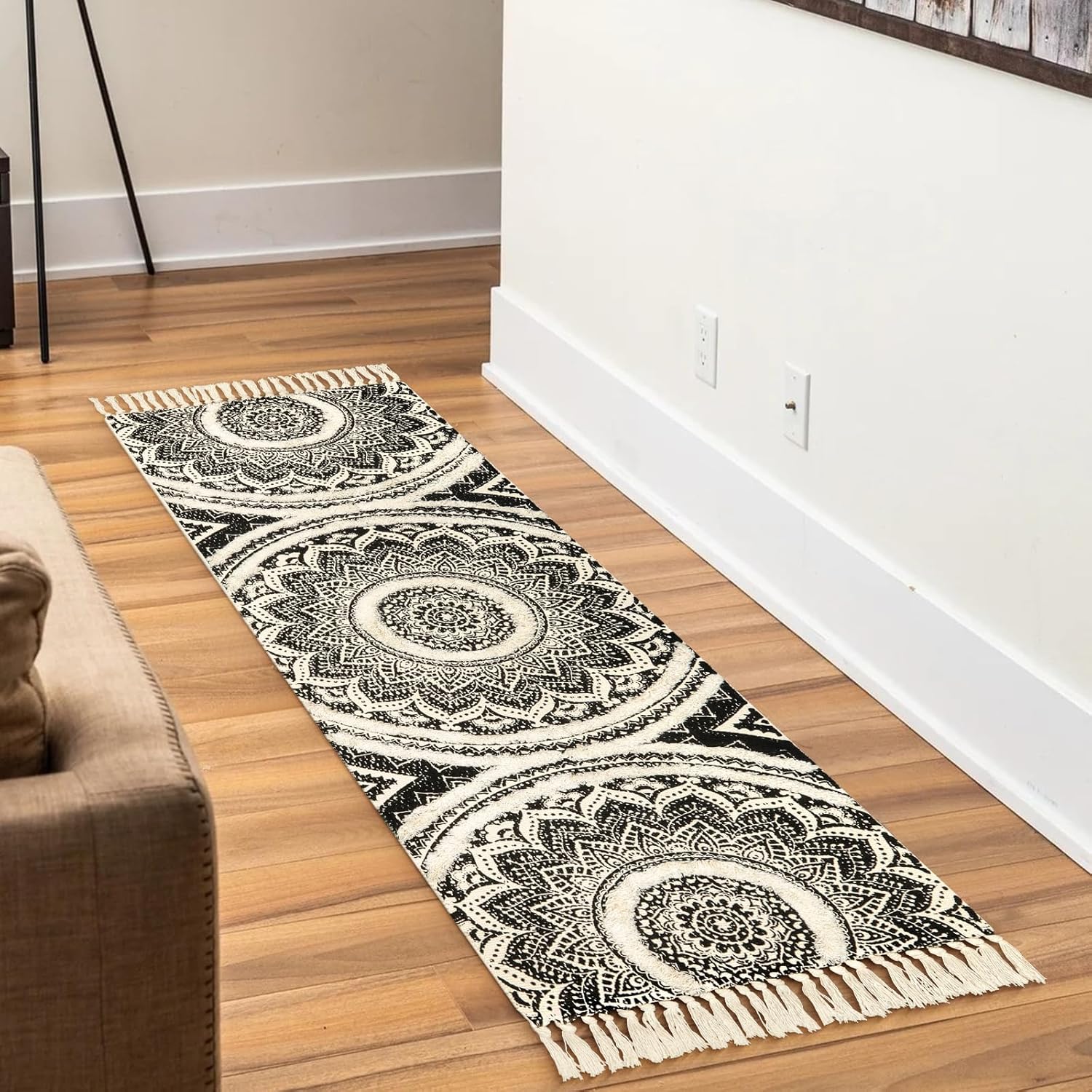 Seavish Boho Runner Rug 2x6 Mandala Pattern Tassels