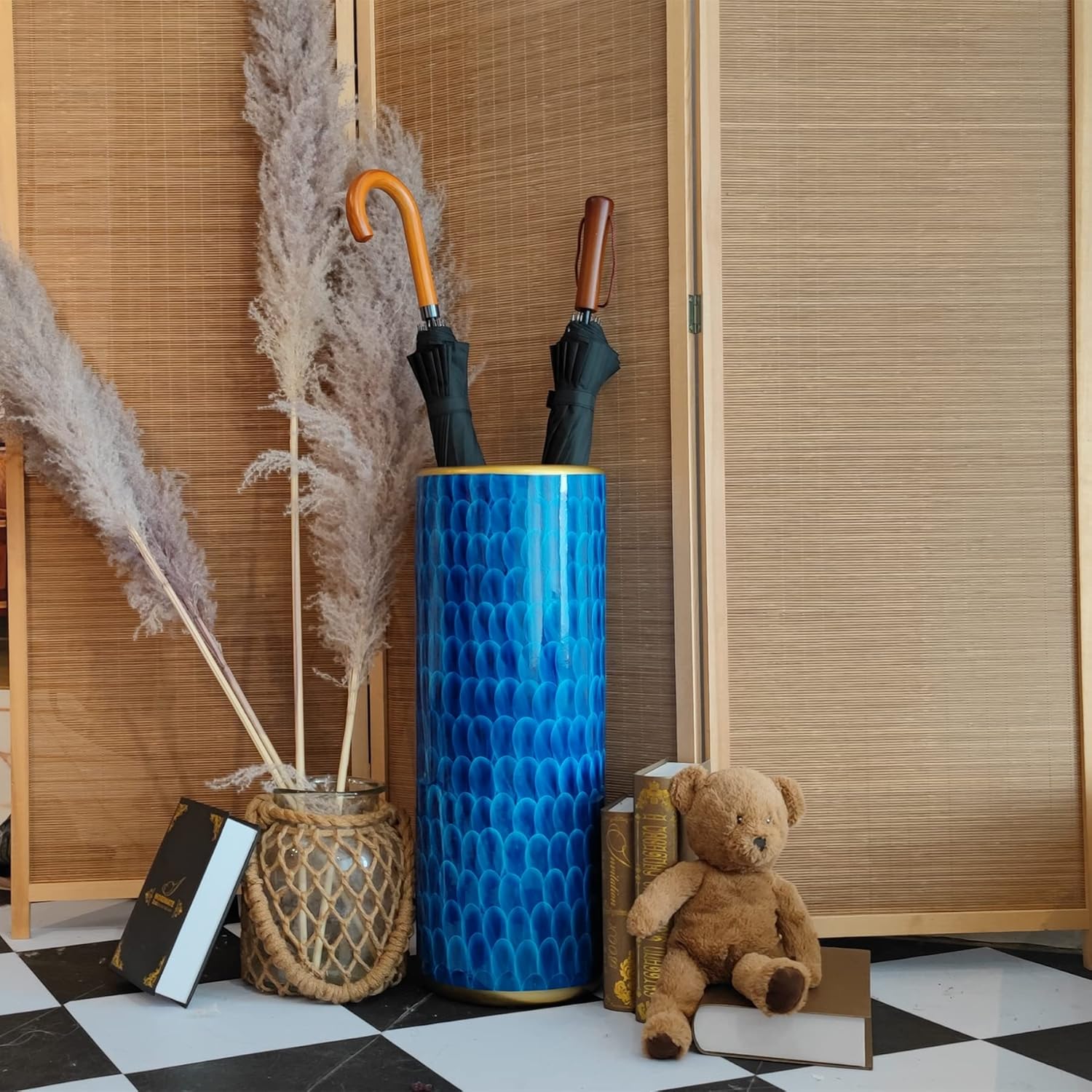 Landchy Peacock Blue Porcelain Umbrella Stand Holder