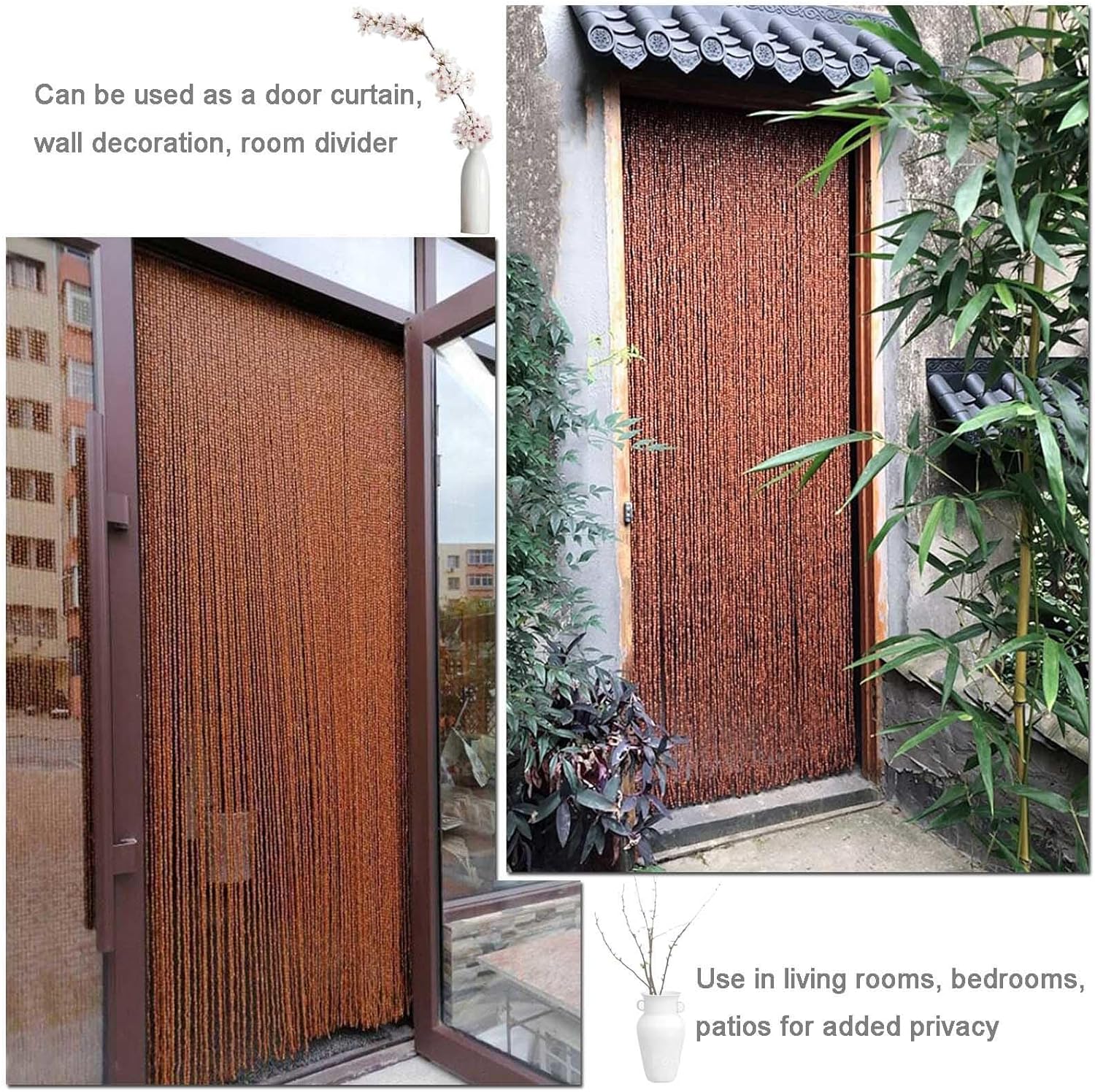 Wood Bamboo Beaded Curtain for Doorway