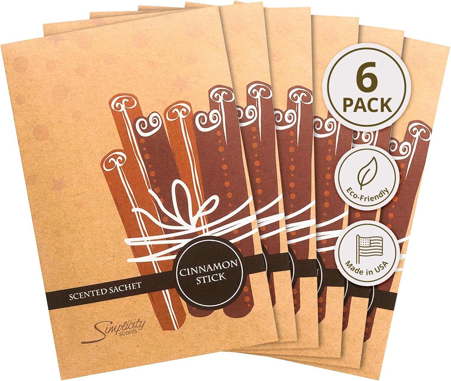 Simplicity Scents Cinnamon Stick Scented Sachets Pack of 6