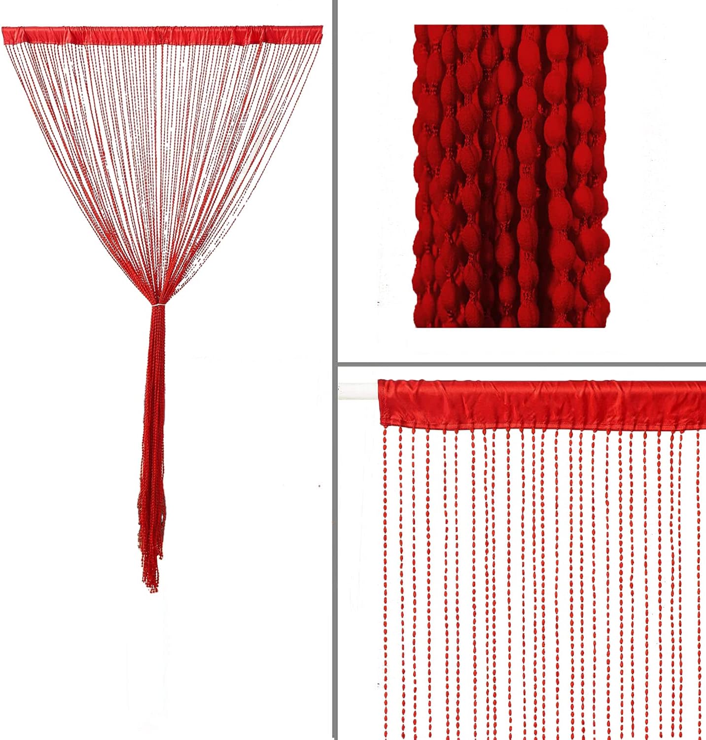 Red Spaghetti String Curtain Panel 100x220cm Doorway Privacy Decor