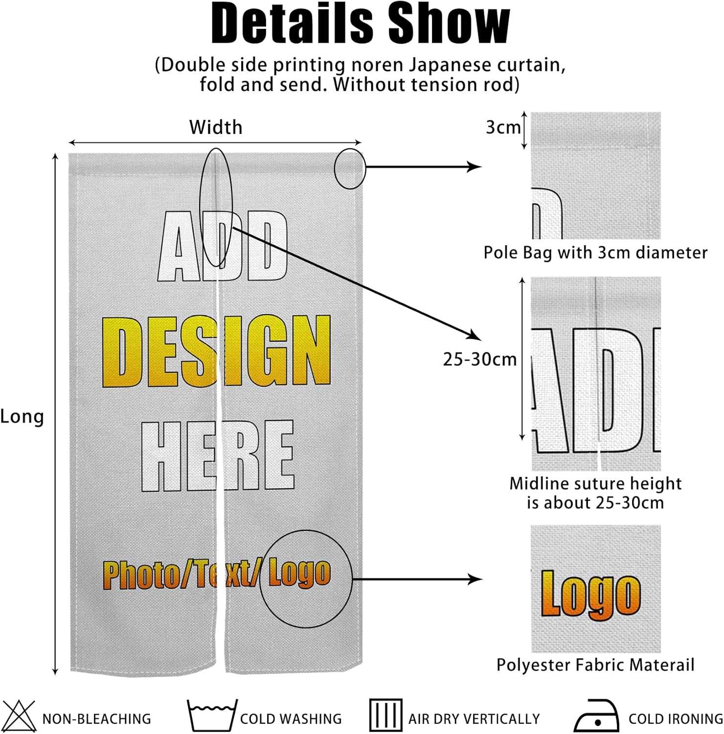Custom Noren Curtain for Doorway with Double Sided Design