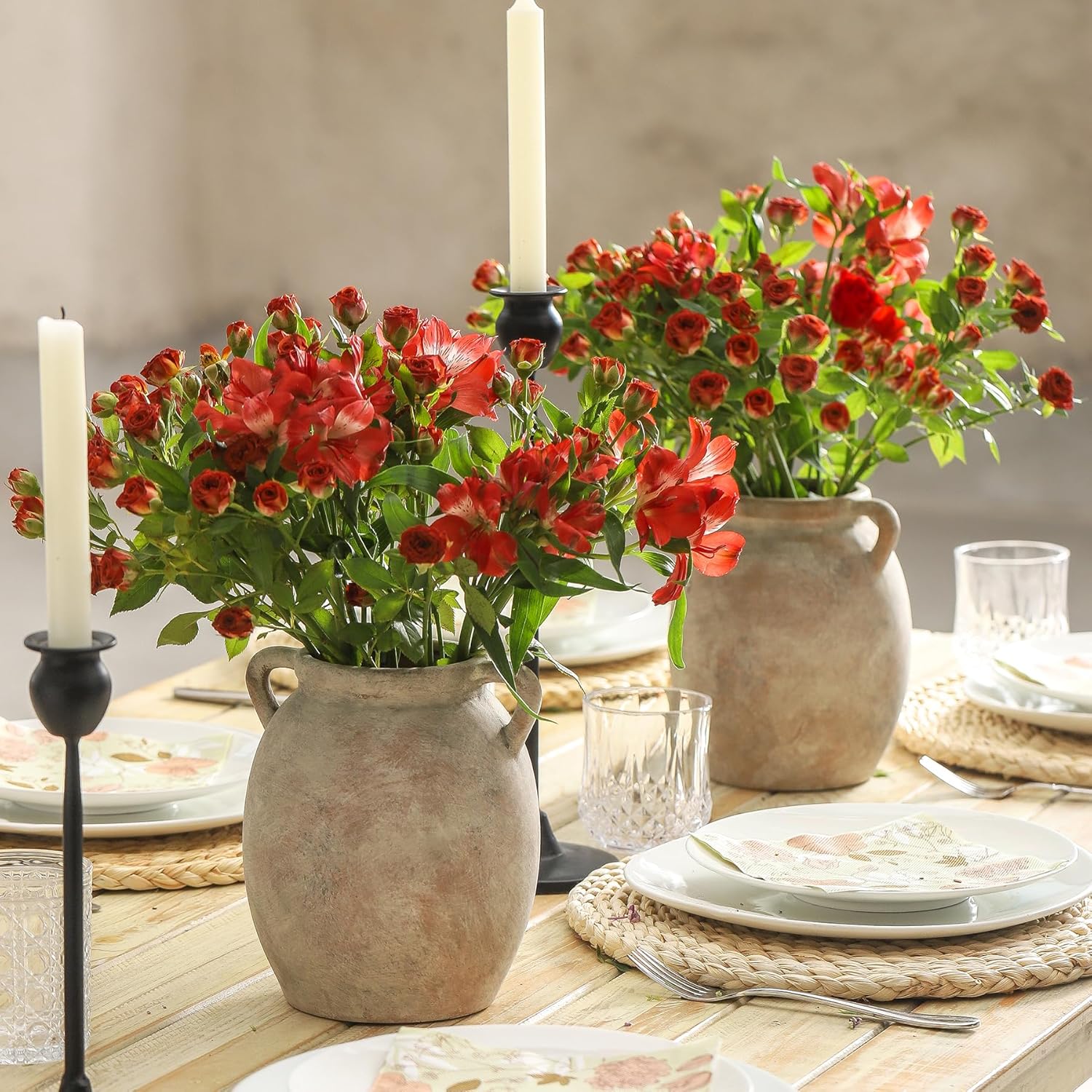 Dobbyby Ceramic Flower Vase 76 Inch Whitewashed
