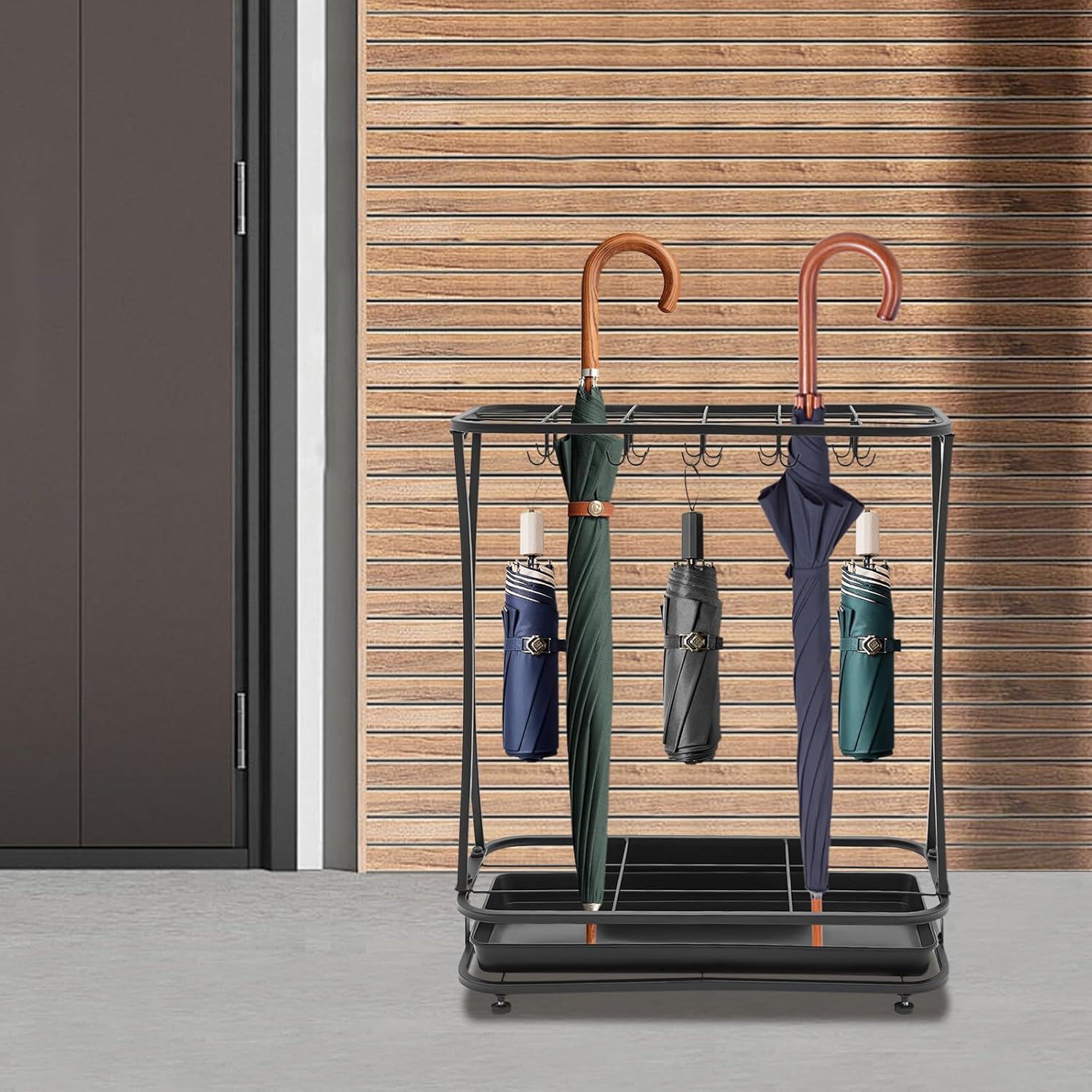 ACNAO Metal Umbrella Stand with Drip Tray and 20 Hooks