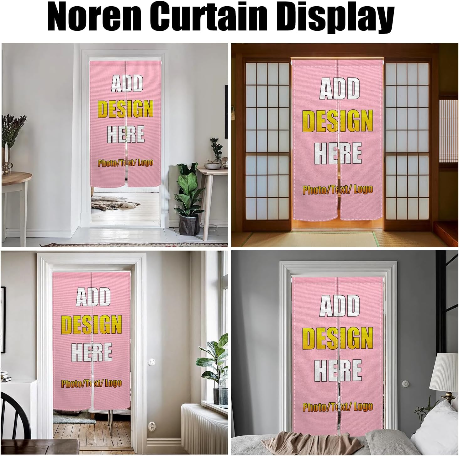 Custom Noren Curtain for Door Divider with Photo Text Logo