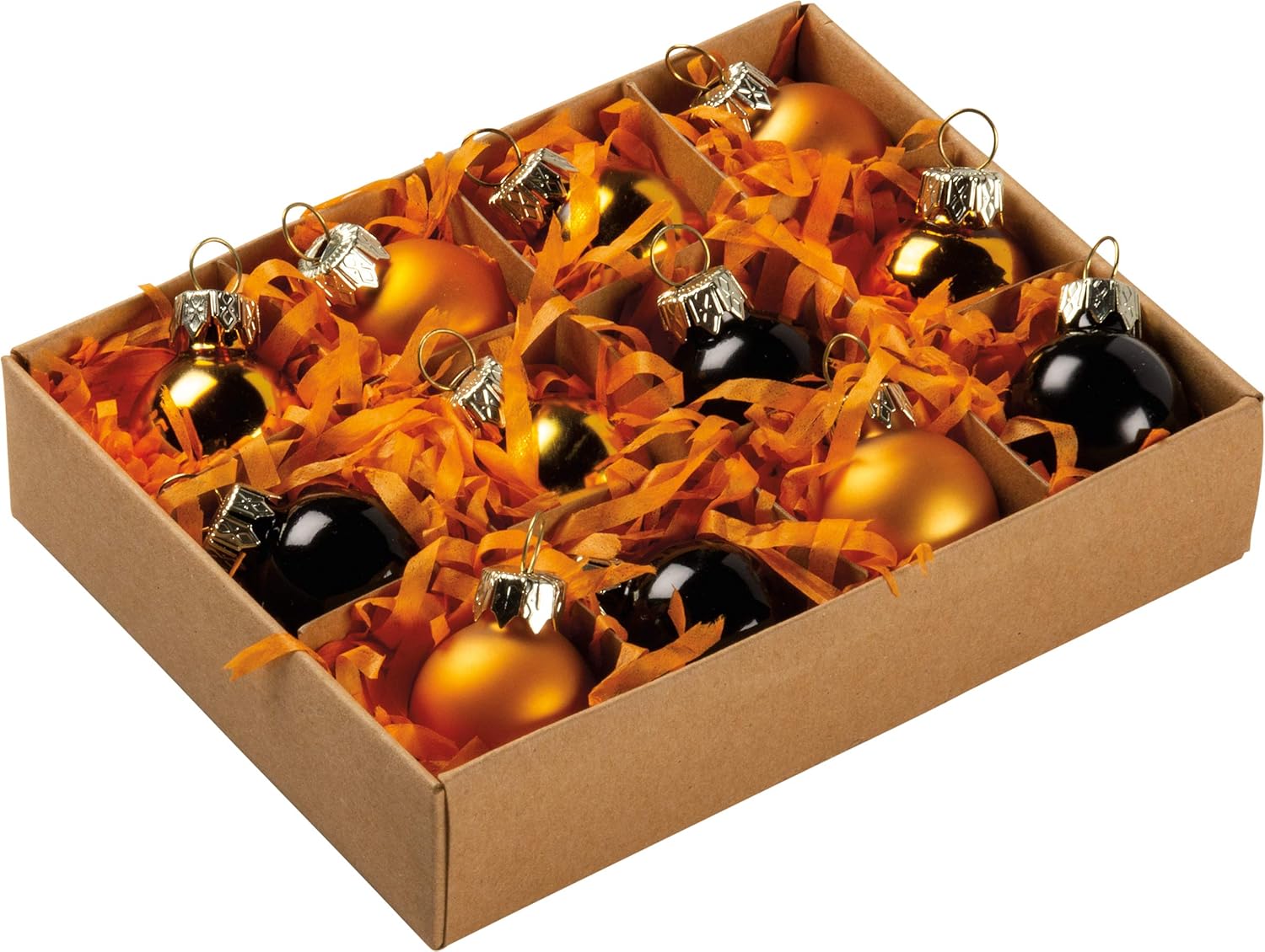 Primitives by Kathy Halloween Glass Ball Ornaments Set of 12 Mini Orange Black