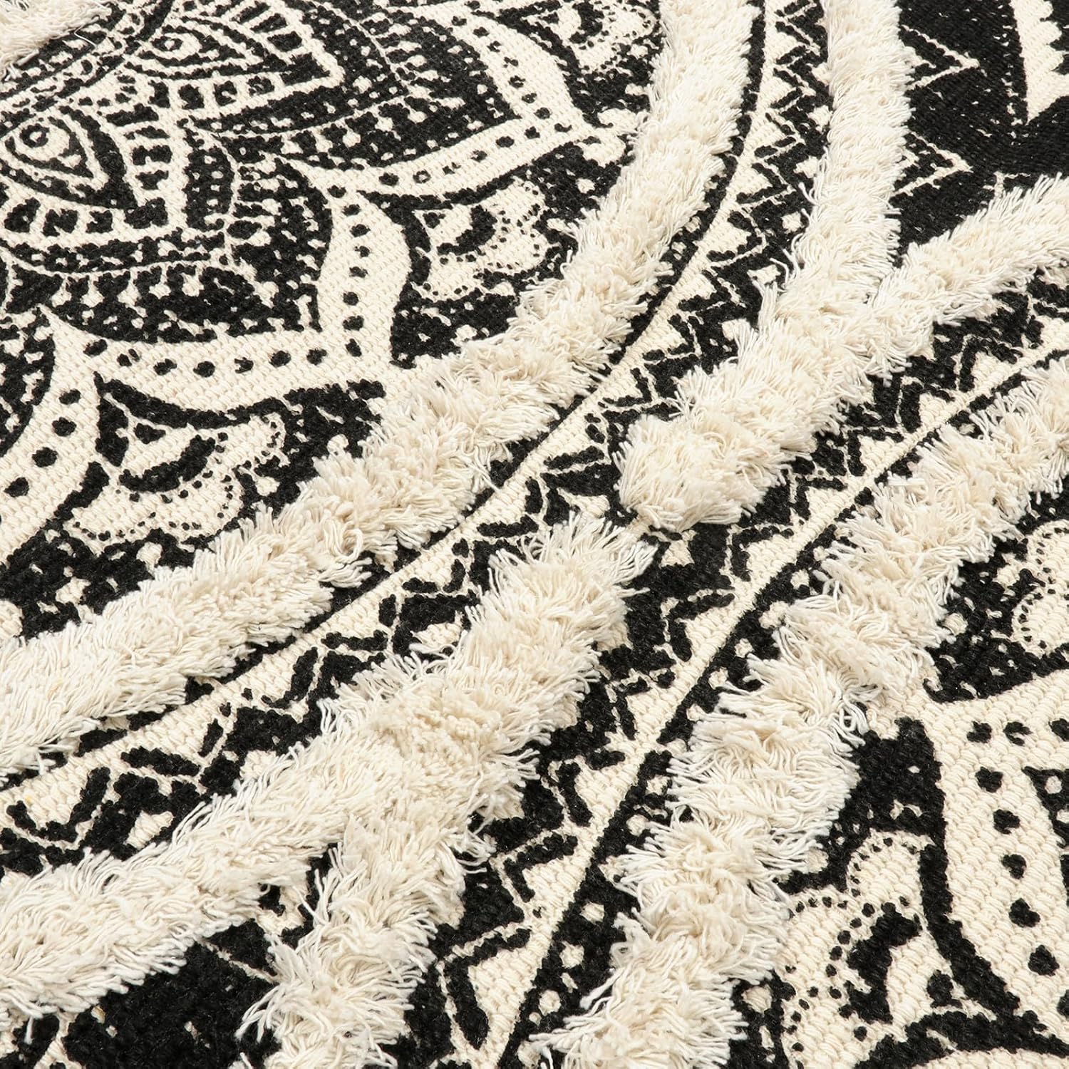 Seavish Boho Runner Rug 2x6 Mandala Pattern Tassels
