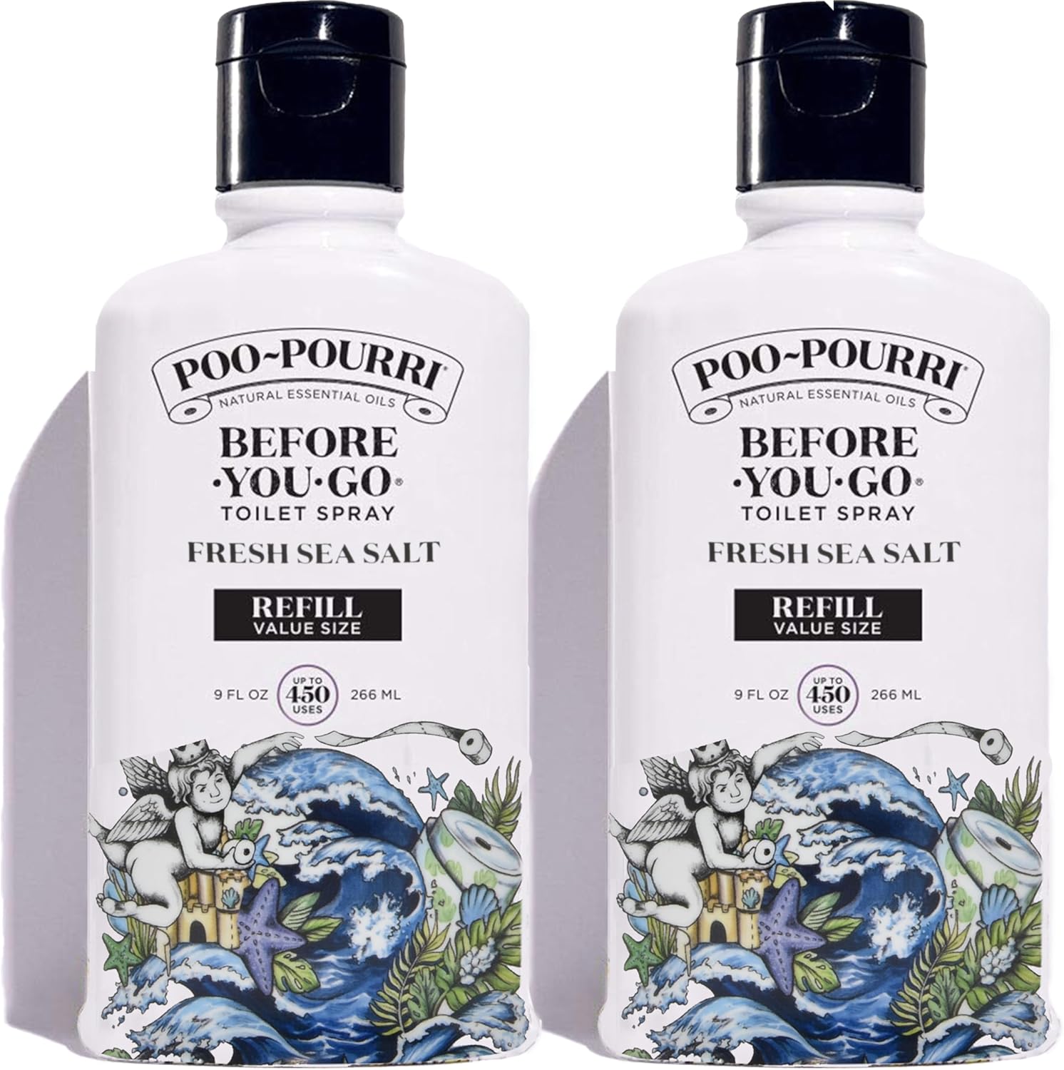 Poo-Pourri Fresh Sea Salt Toilet Spray Refill 9 Fl Oz 2 Pack