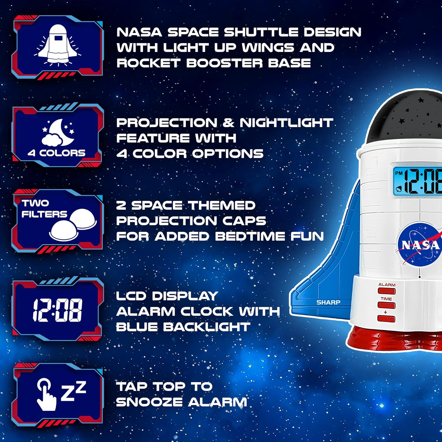 Sharp NASA Space Shuttle Alarm Clock with Night Light