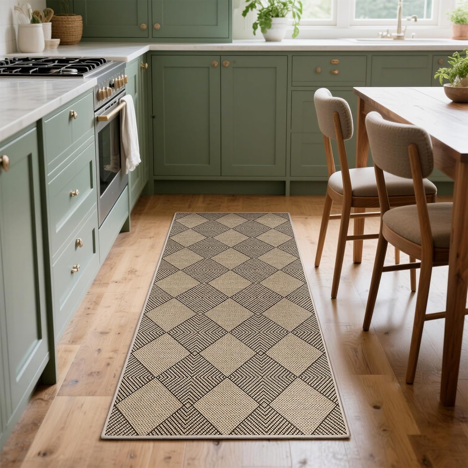 SHACOS Easy Jute 2x5 ft Runner Rug - Brown Plaid