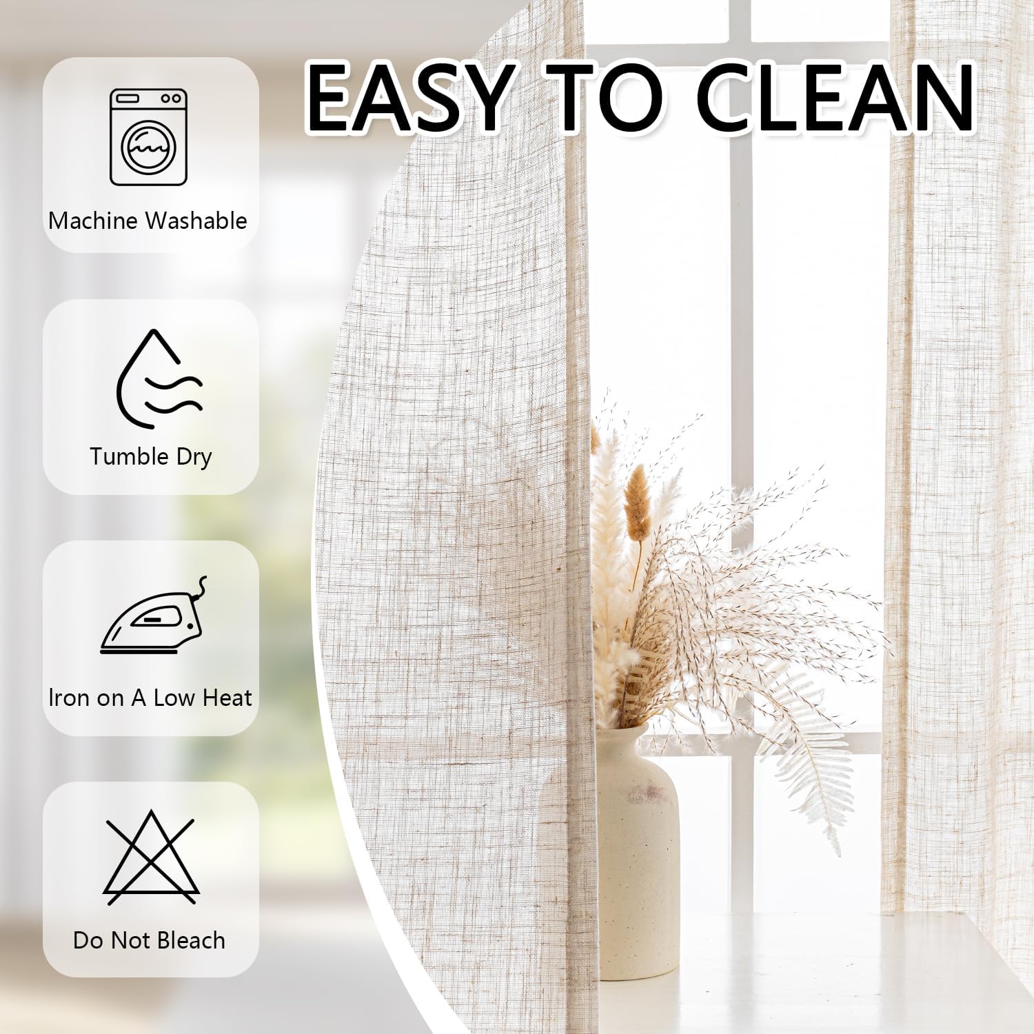 MYSKY HOME Linen Curtains 84 x 40 2 Panels Set