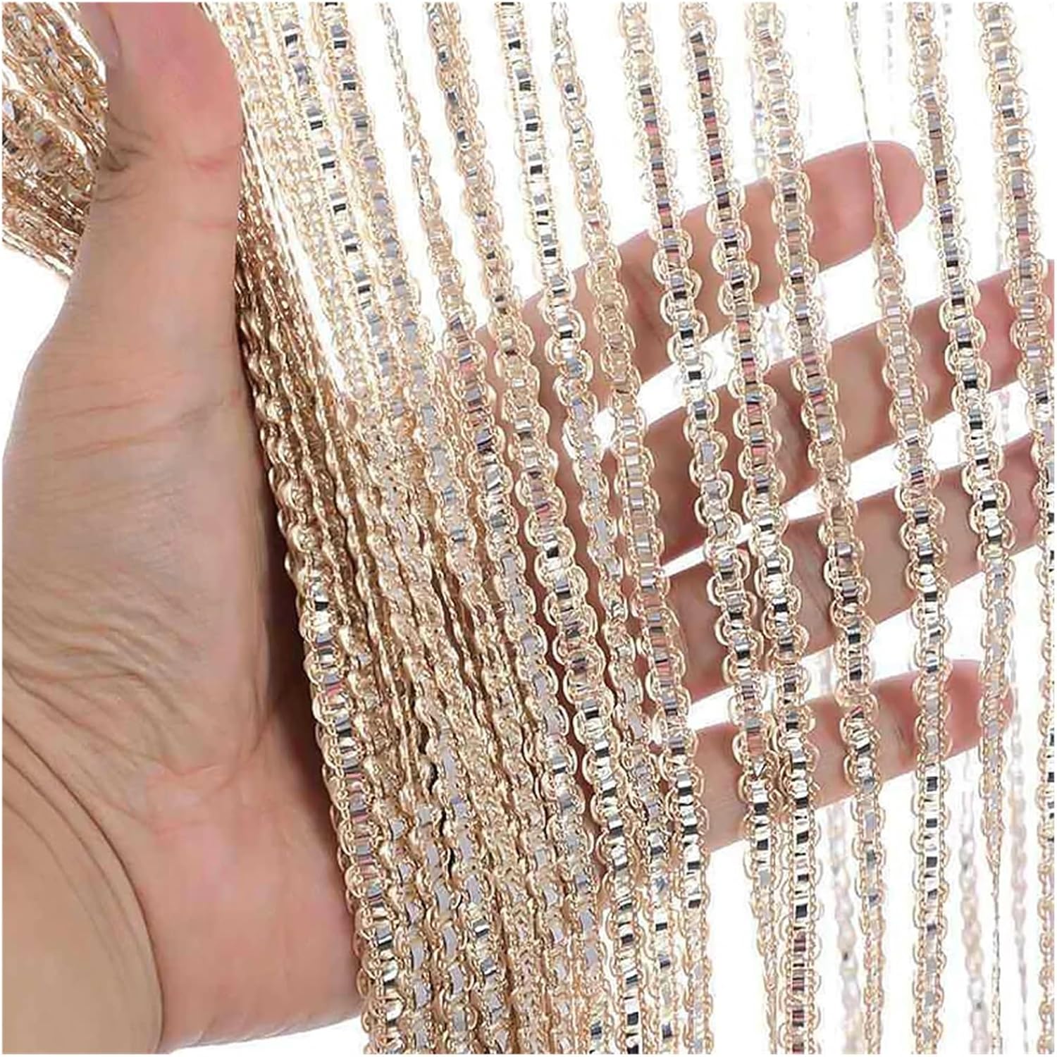 Deep Blue Shimmer Tassel String Curtain for Room Divider