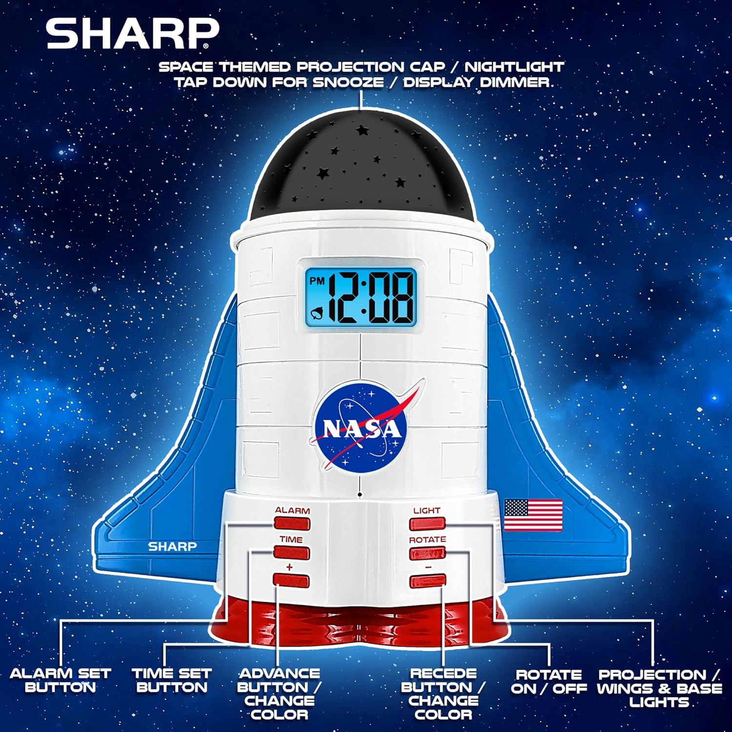 Sharp NASA Space Shuttle Alarm Clock with Night Light