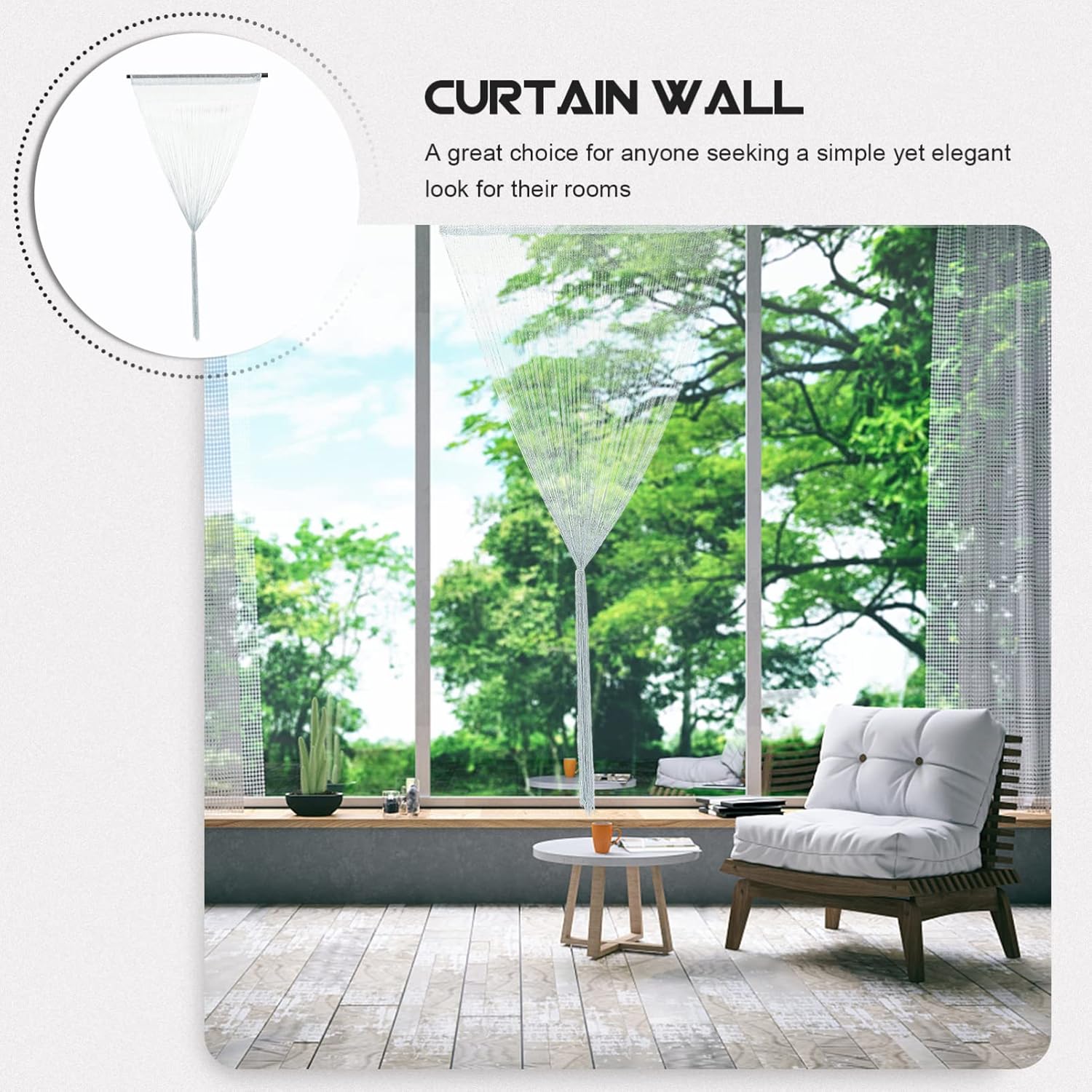 FOMIYES Grey Tassel Curtain for Doors and Windows