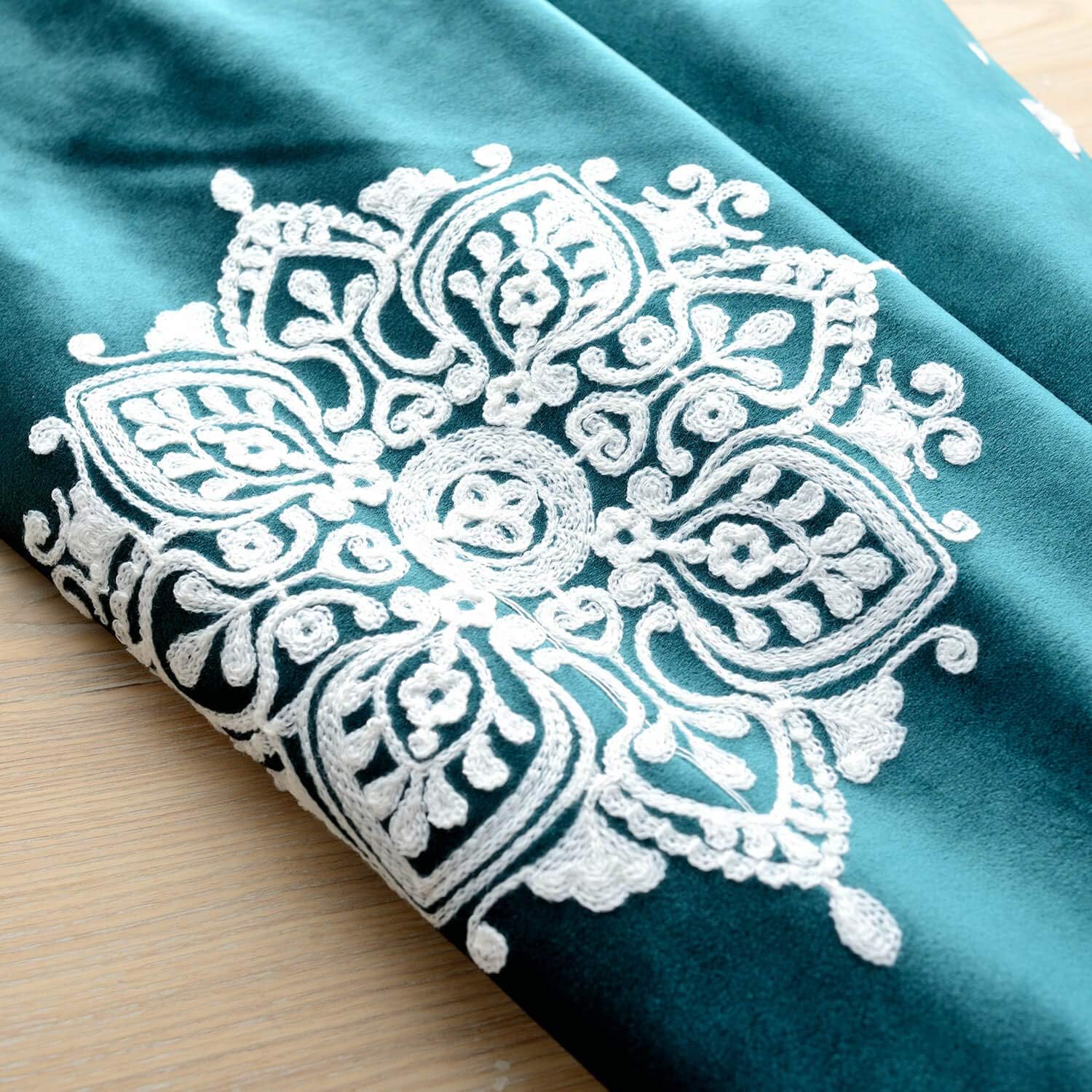 VOGOL 2 Piece Flower Embroidered Curtains Set
