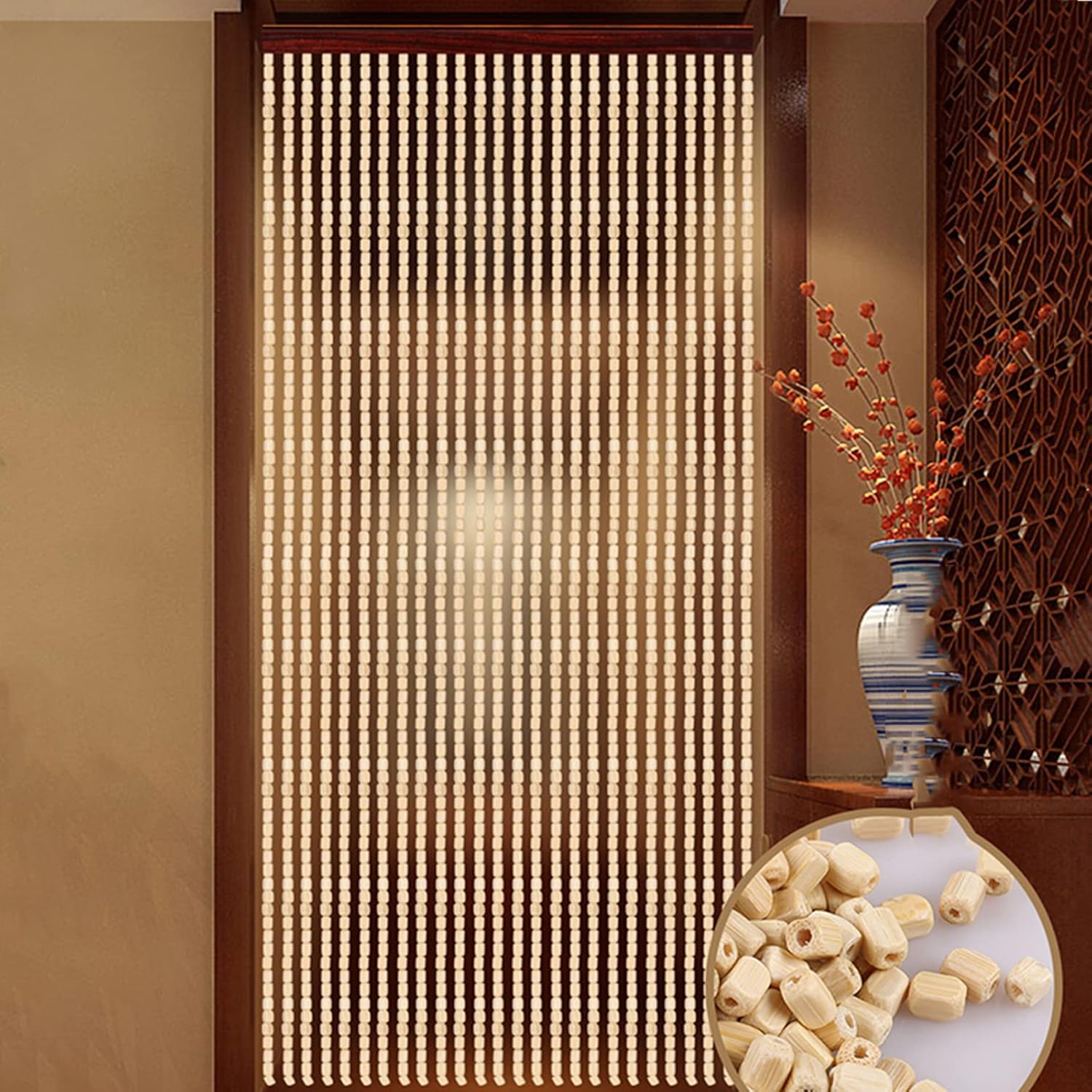 Natural Bamboo Beaded Curtain for Doorway and Room Division