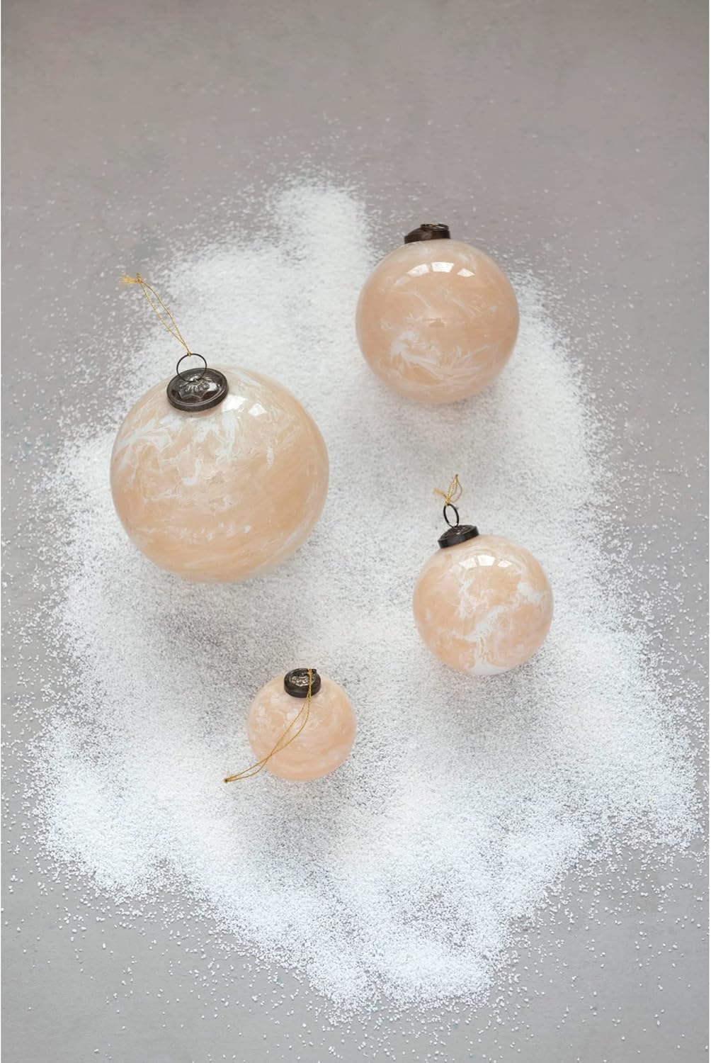 Creative Co-Op Glass Ball Ornament Marbled Nude