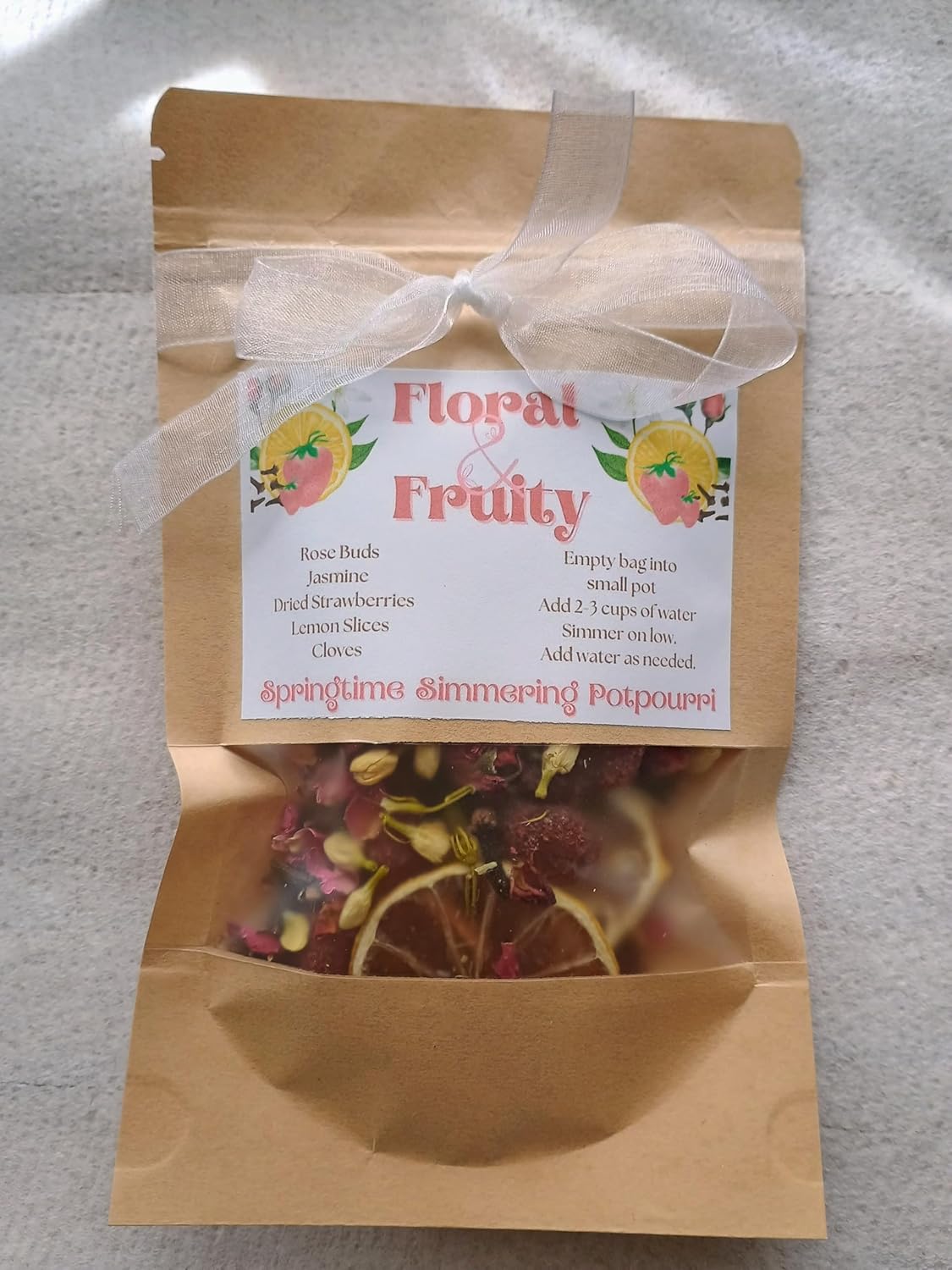 Floral Fruity Spring Simmer Potpourri Rose Jasmine Strawberry Lemon