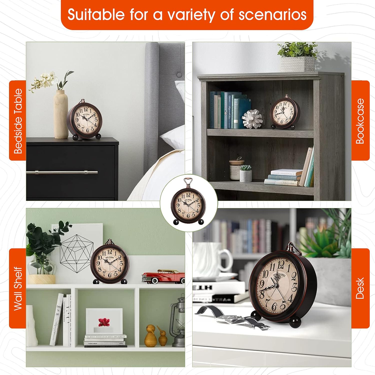 Super Silent Battery Alarm Clock with Night Light