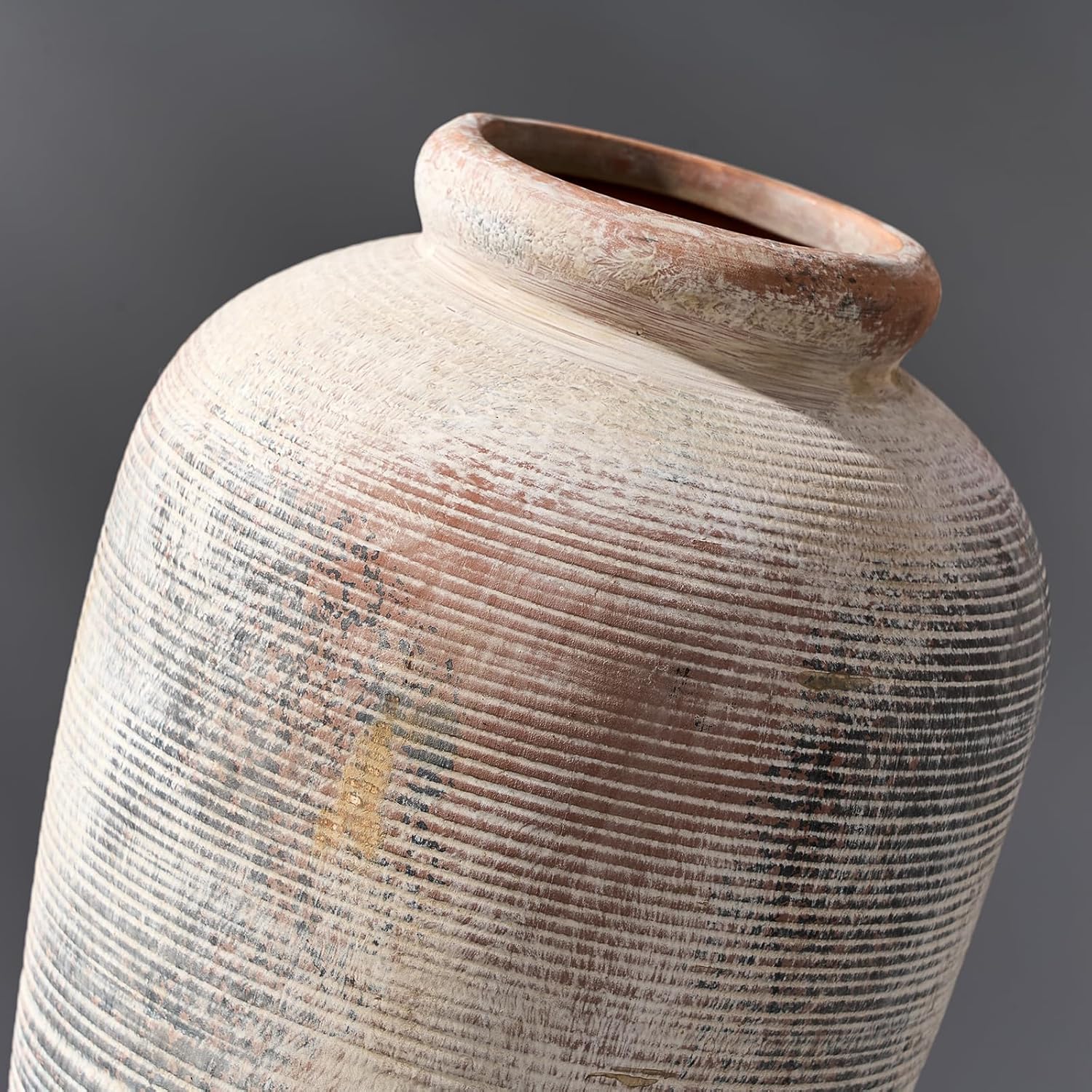Large Ceramic Rustic Vase 11 Inch Gray