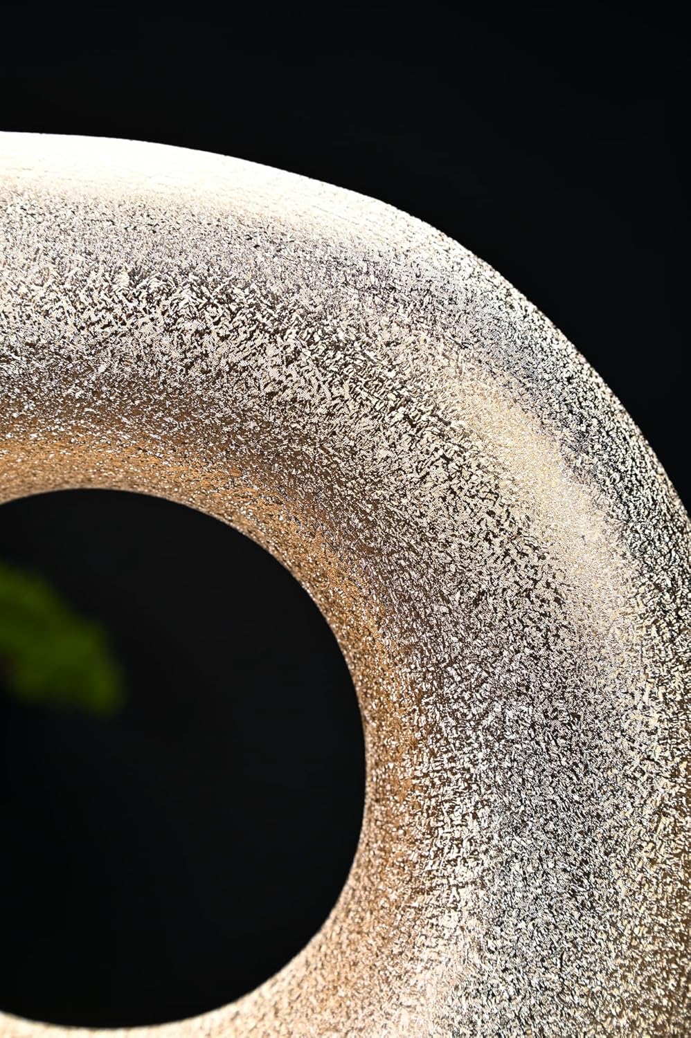 Set of 2 Gold Donut Hollow Ceramic Vases Handmade Modern Minimalist
