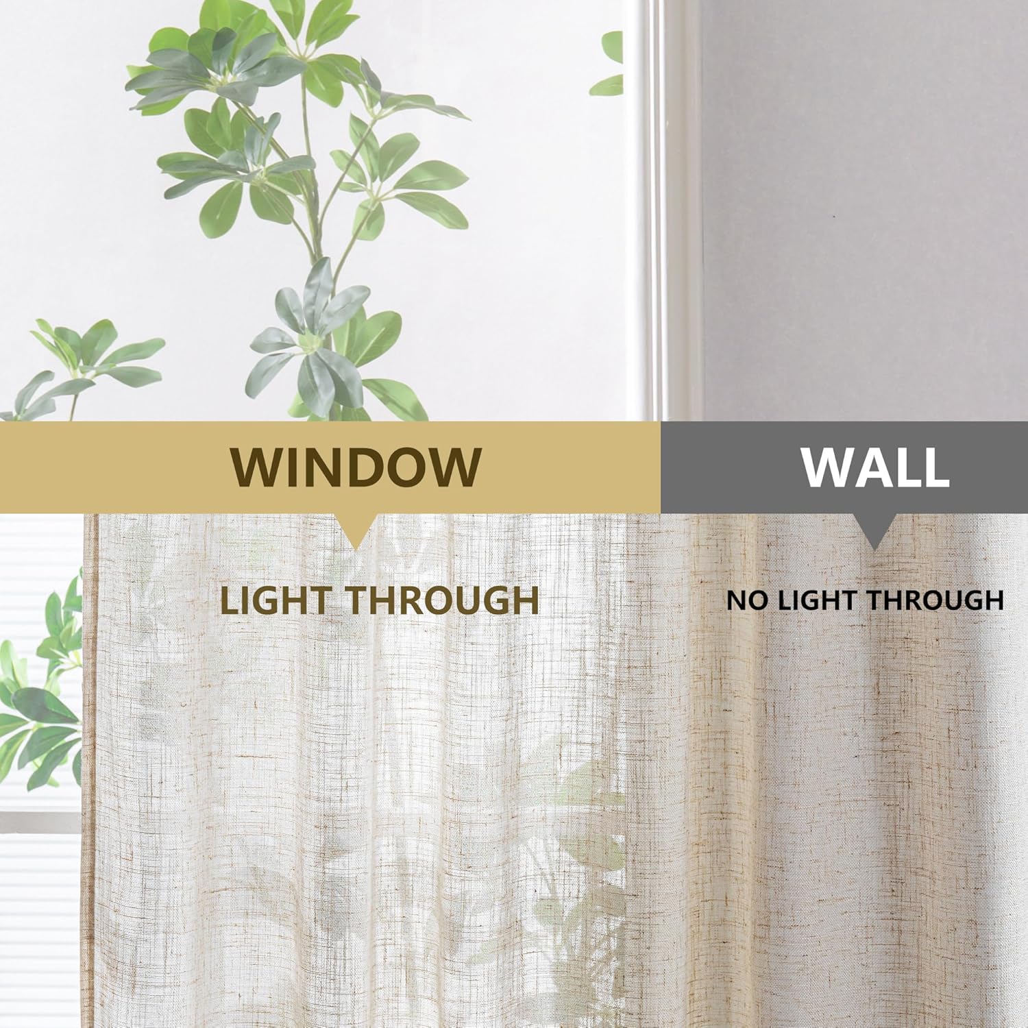 MYSKY HOME Linen Curtains 84 x 40 2 Panels Set