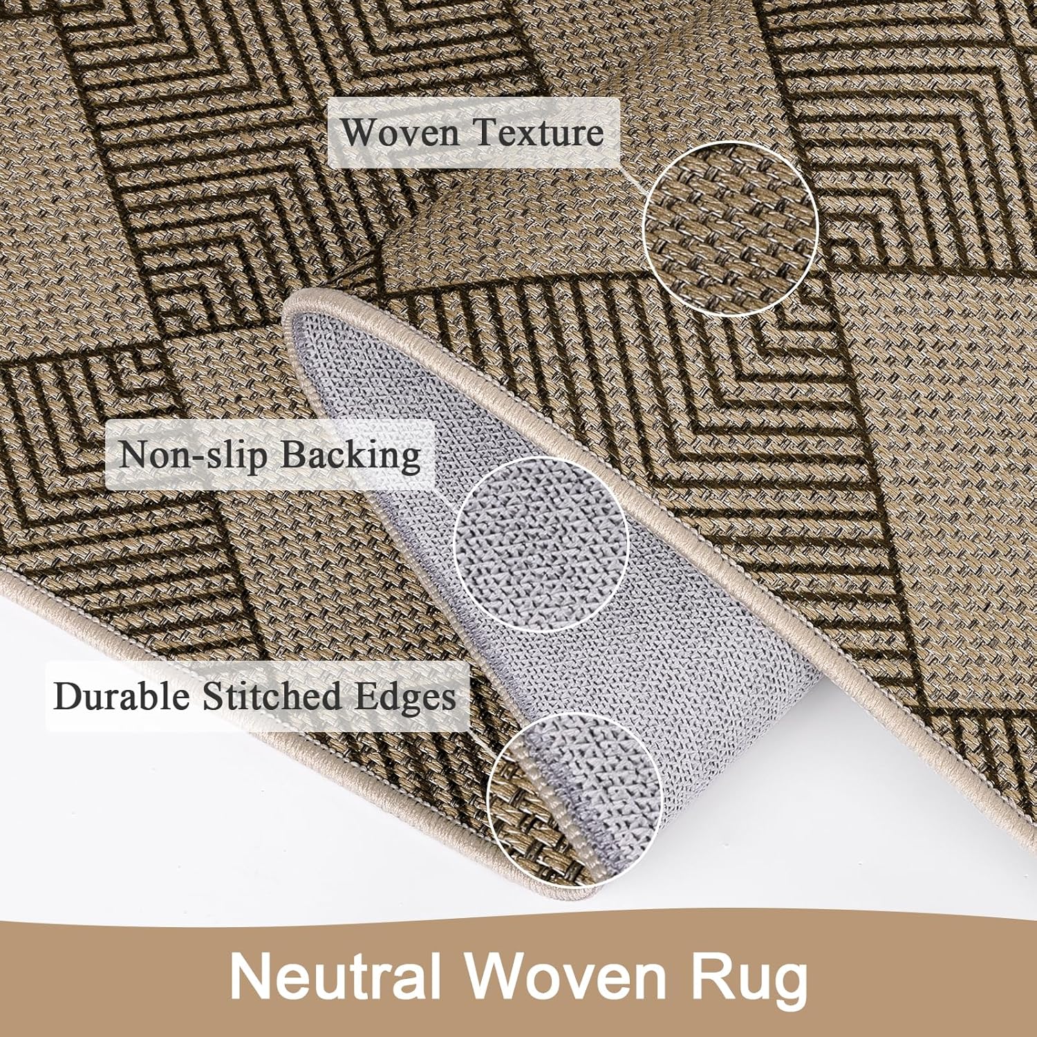 SHACOS Easy Jute 2x5 ft Runner Rug - Brown Plaid