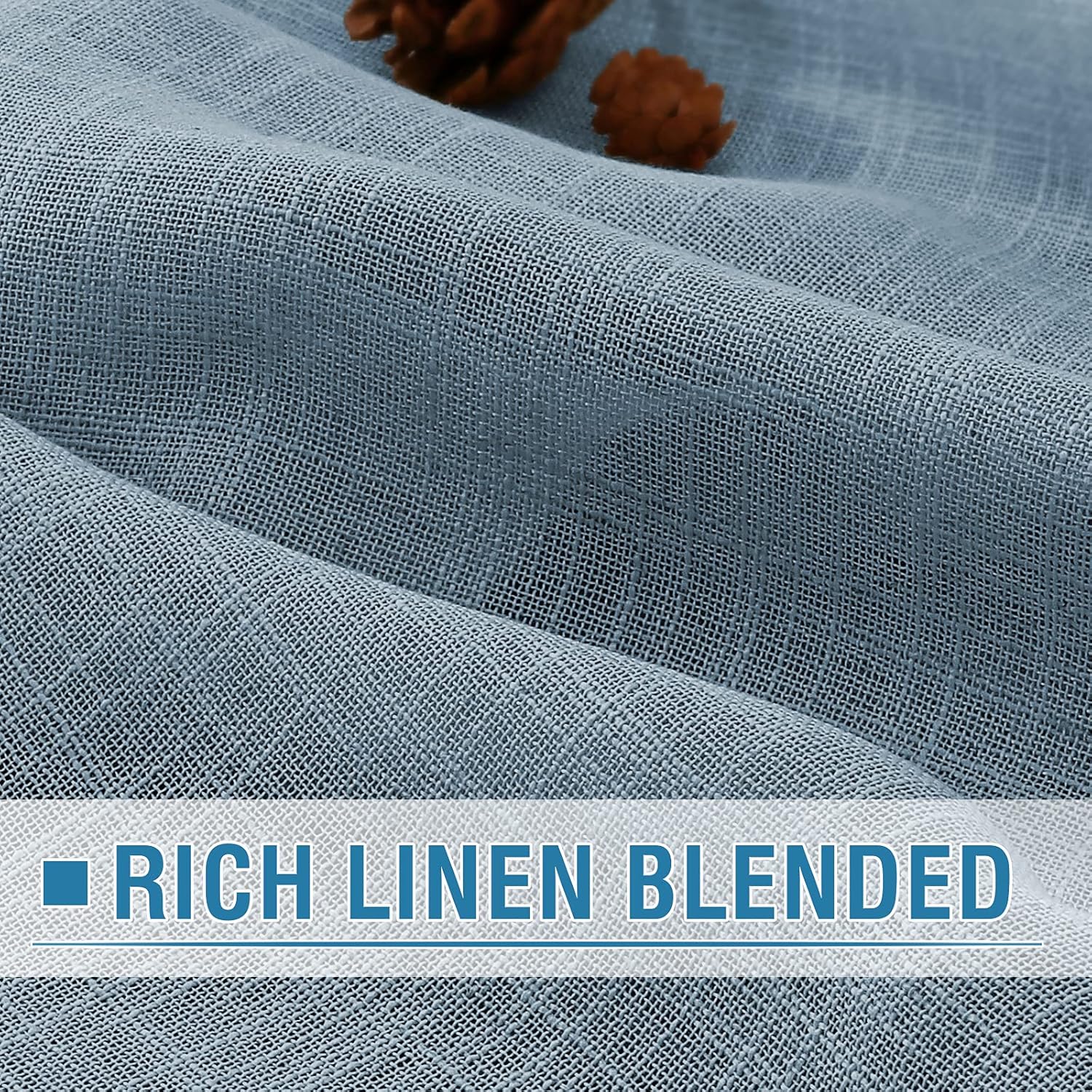 HVERSAILTEX Linen Curtains 52x63in Stone Blue