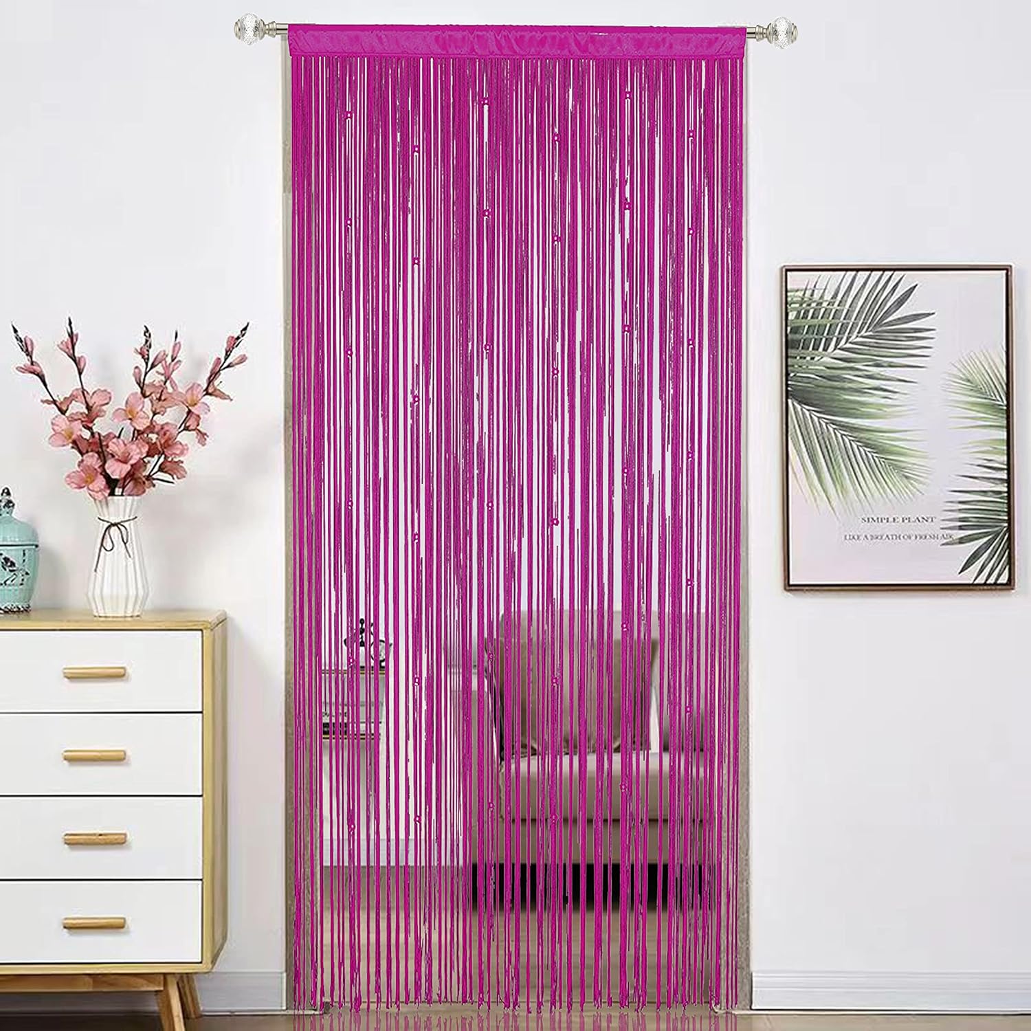 Beaded Curtain Door Decor with Rose Design
