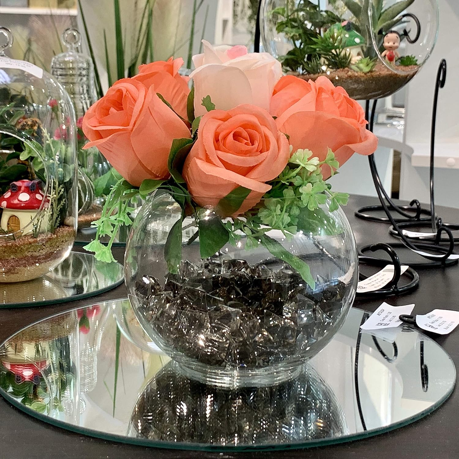 WGVI Clear Glass Vase with Bubbles 6 Diameter