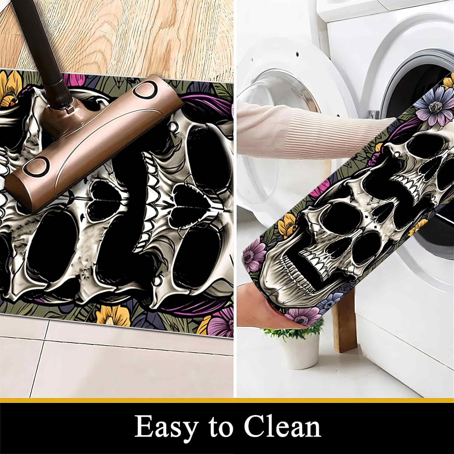 Halloween Ghost Runner Rug with Skull Pumpkin Design