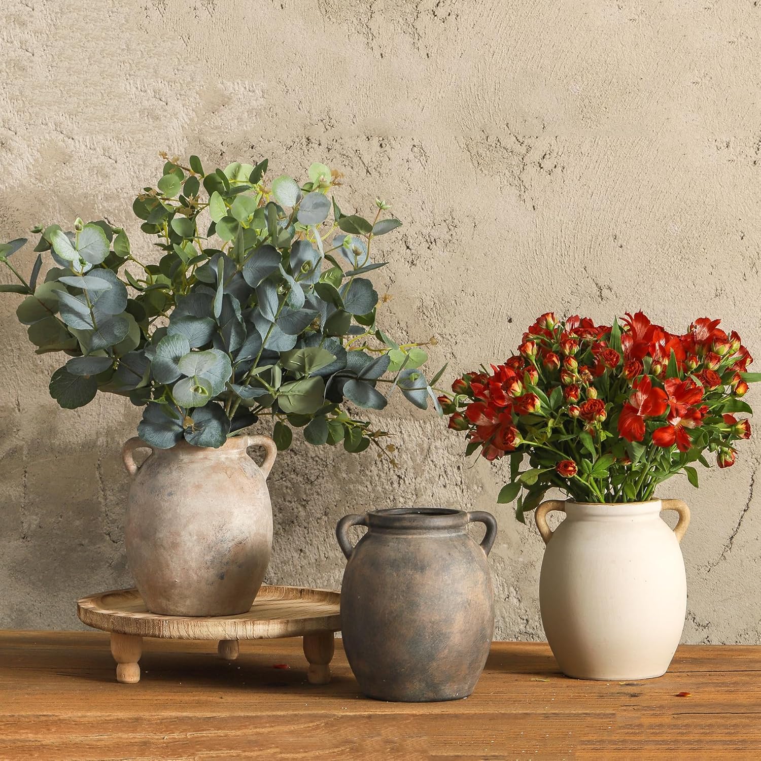 Dobbyby Ceramic Flower Vase 76 Inch Whitewashed