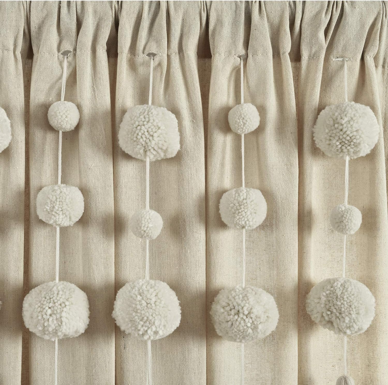 Lush Decor Boho Pom Pom Tassel Linen Curtain Panel