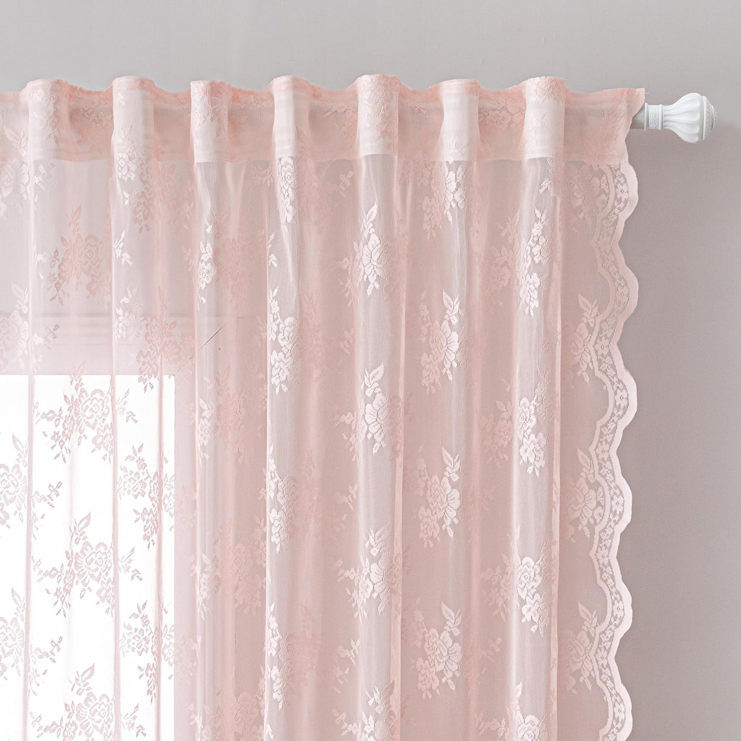 MEETSKY Pink Sheer Curtains 50x84 2 Panels