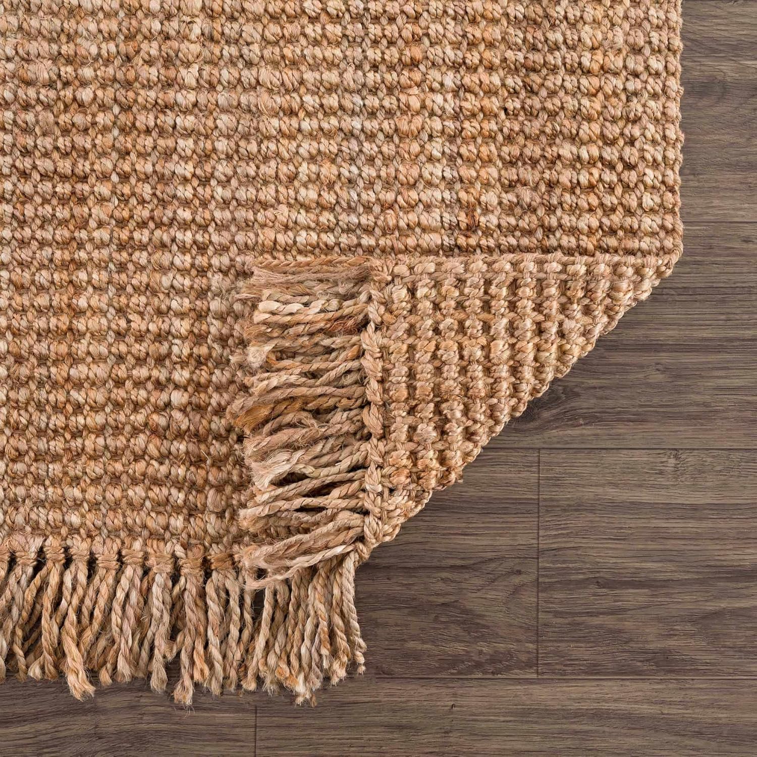 Moncton Bohemian Jute Runner Rug - 26 x 16 Farmhouse Style Hallway Carpet