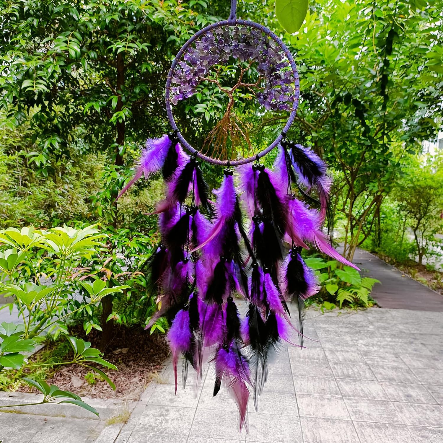 RAGKUU Black Purple Dream Catcher Wall Decor