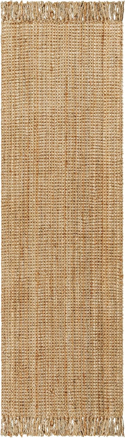 Moncton Bohemian Jute Runner Rug - 26 x 16 Farmhouse Style Hallway Carpet