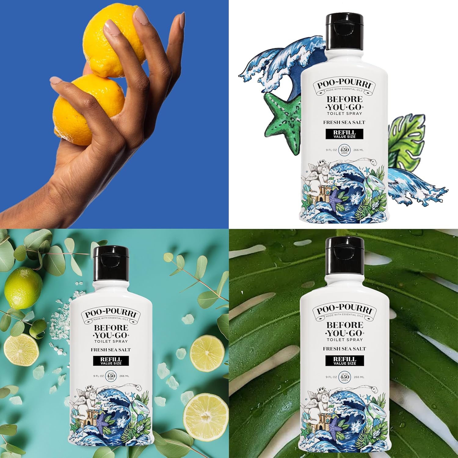 Poo-Pourri Fresh Sea Salt Toilet Spray Refill 9 Fl Oz 2 Pack